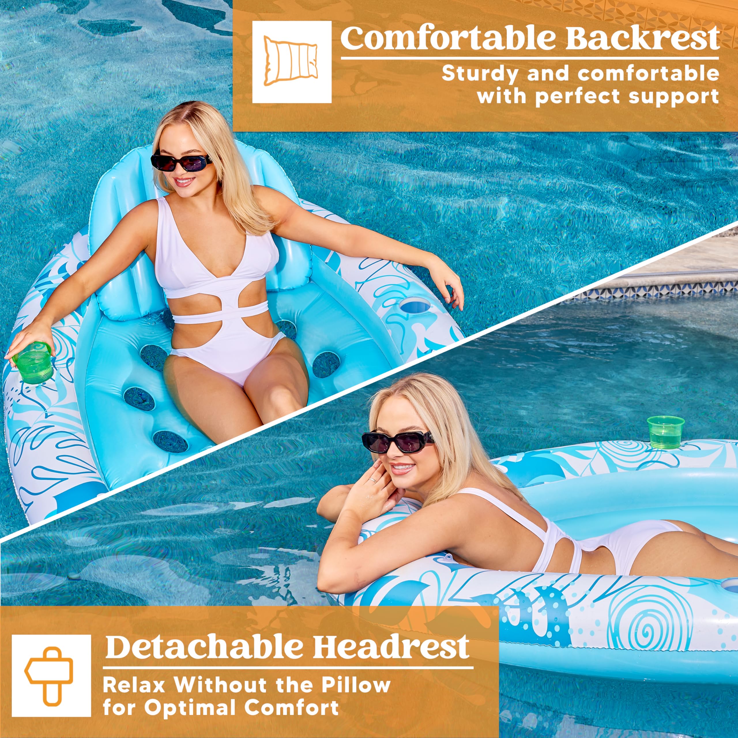 Foto 4 pulgar | Tumbona Inflable Para Bronceado En Forma De Flotador Para Piscina Sloosh, Ovalada - Venta Internacional.
