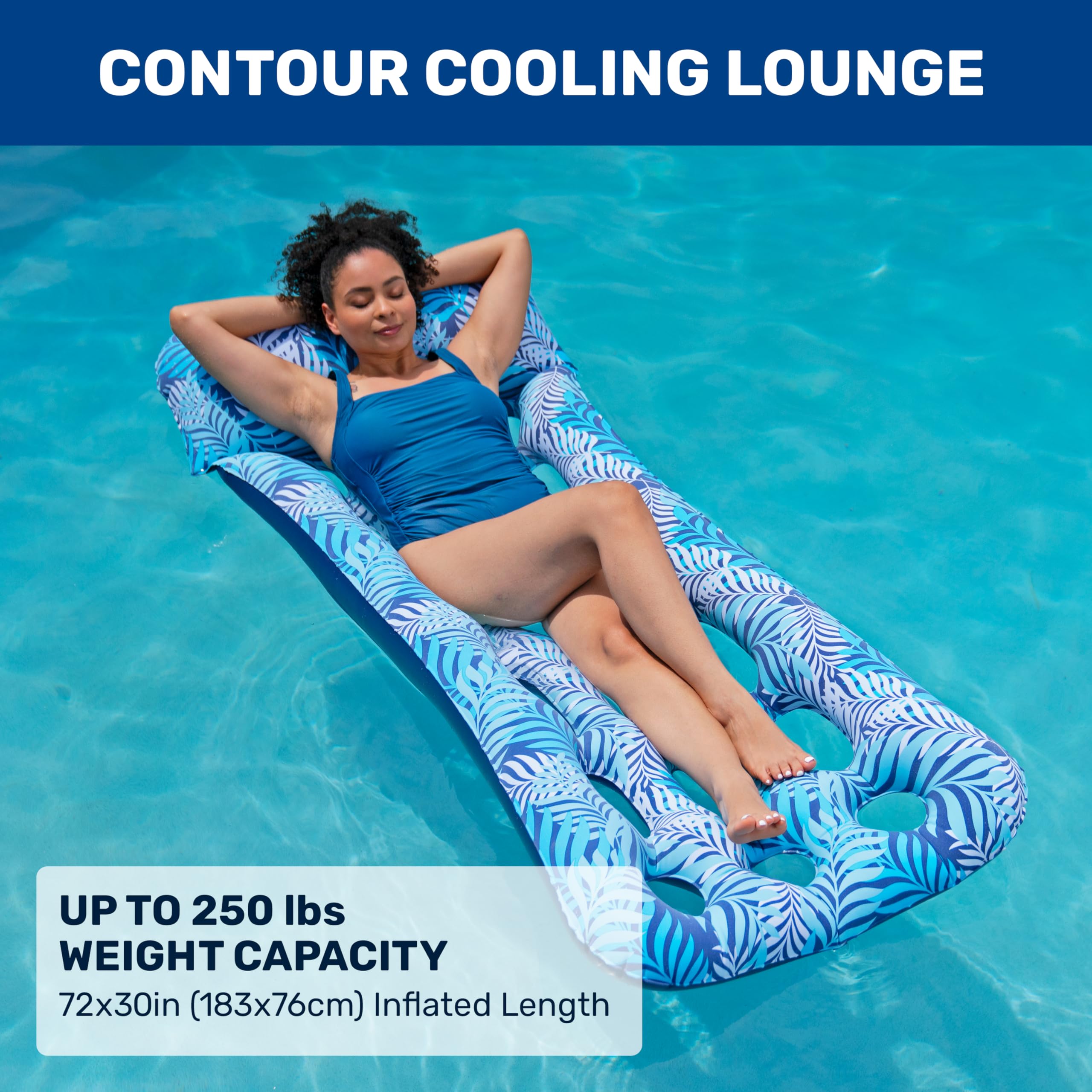 Foto 3 pulgar | Piscina Float Aqua Inflable Contour Lounge Con 18 Bolsillos, Helechos Azules - Venta Internacional.