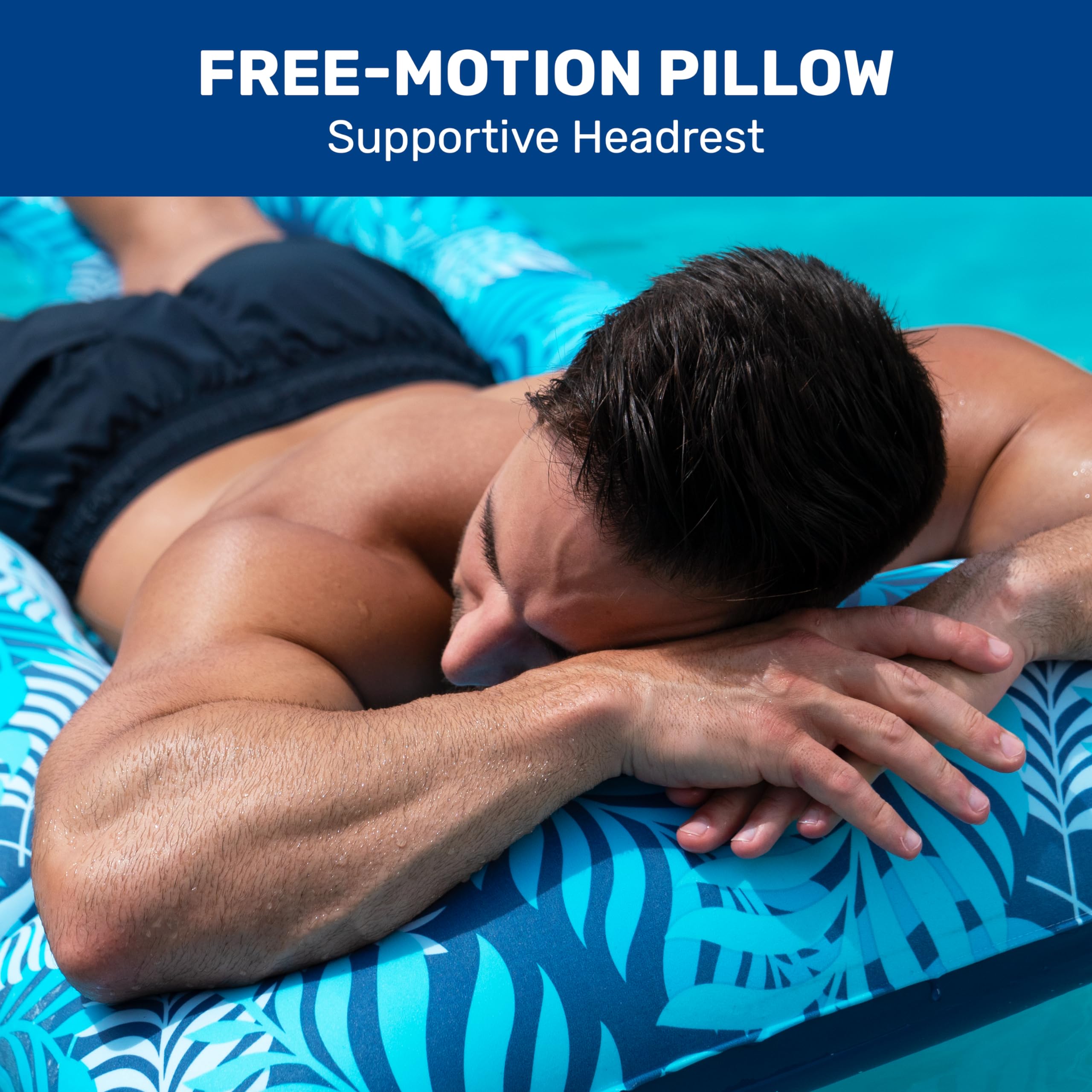 Foto 5 pulgar | Piscina Float Aqua Inflable Contour Lounge Con 18 Bolsillos, Helechos Azules - Venta Internacional.
