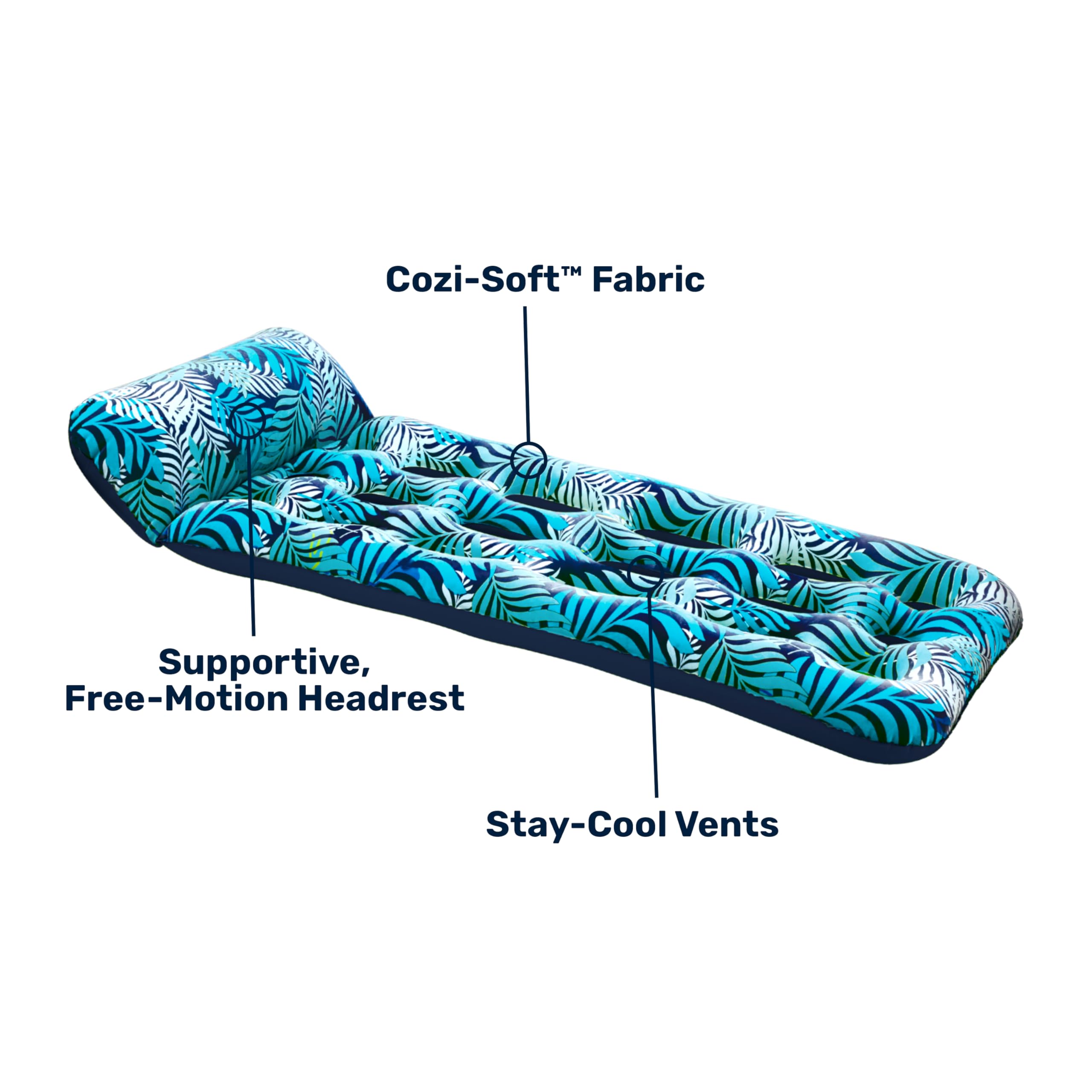 Foto 7 pulgar | Piscina Float Aqua Inflable Contour Lounge Con 18 Bolsillos, Helechos Azules - Venta Internacional.