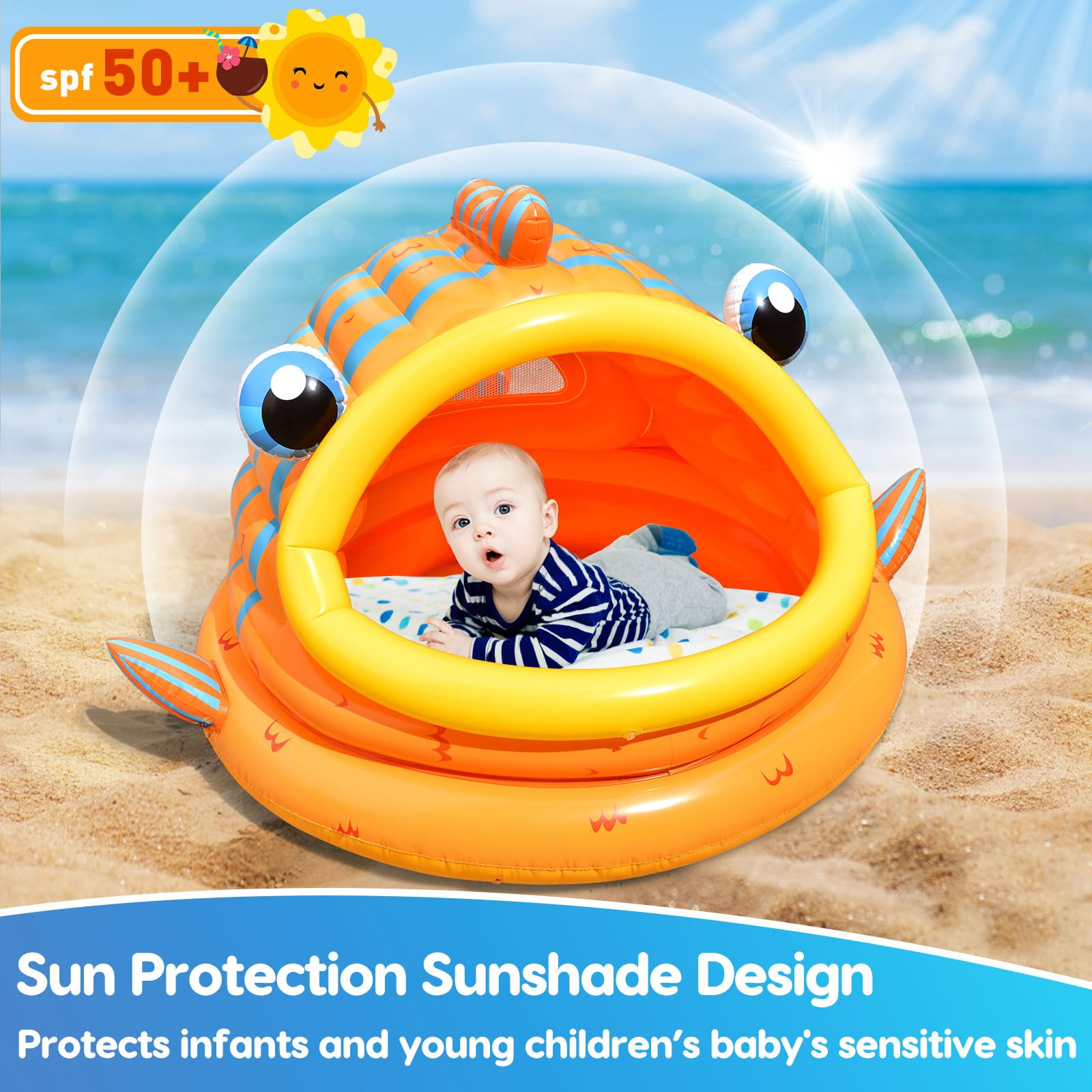 Foto 3 pulgar | Toldo Inflable Con Sombra Para Niños, Divertido, Pequeño Juguete, Diseño De Ballenas - Venta Internacional.
