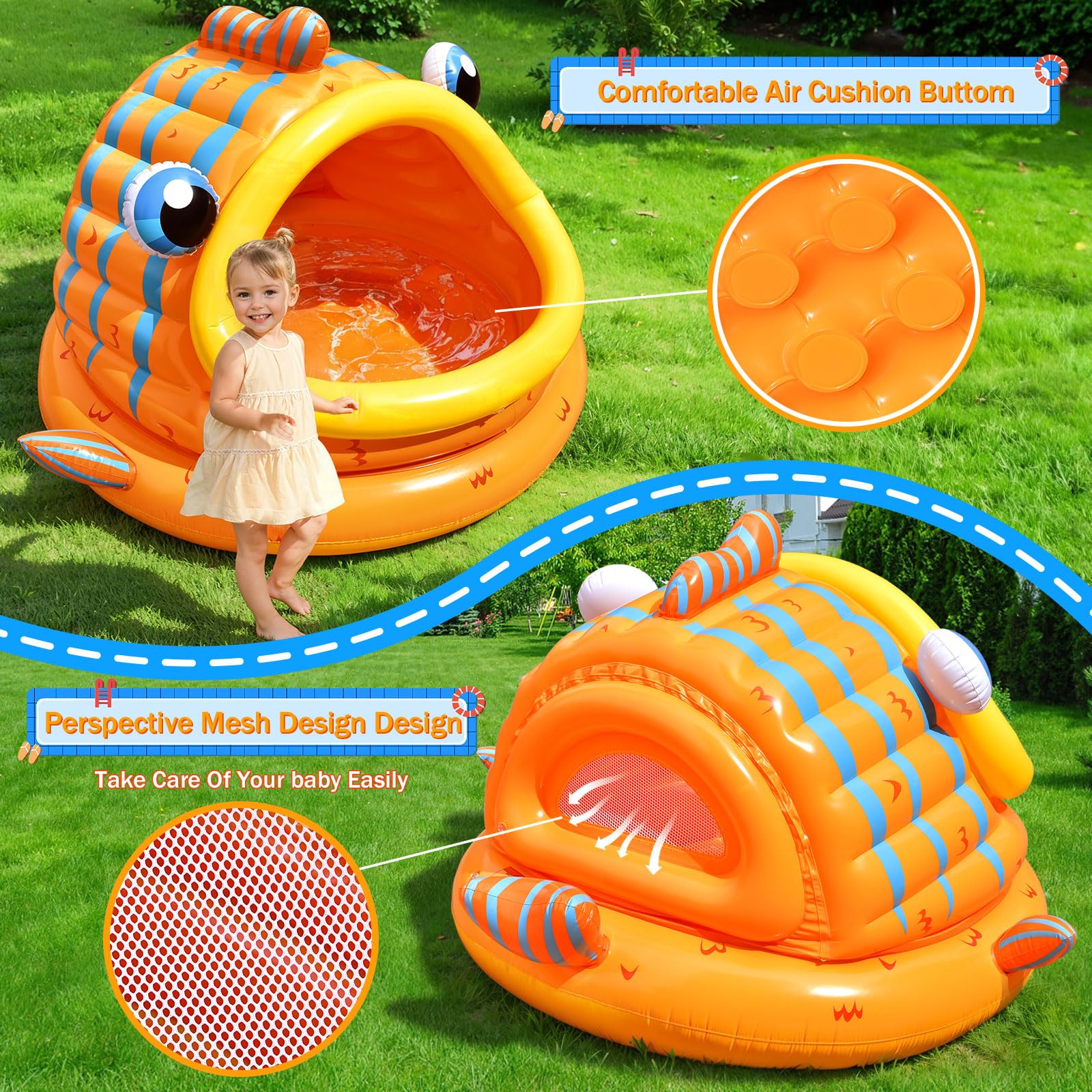 Foto 4 pulgar | Toldo Inflable Con Sombra Para Niños, Divertido, Pequeño Juguete, Diseño De Ballenas - Venta Internacional.