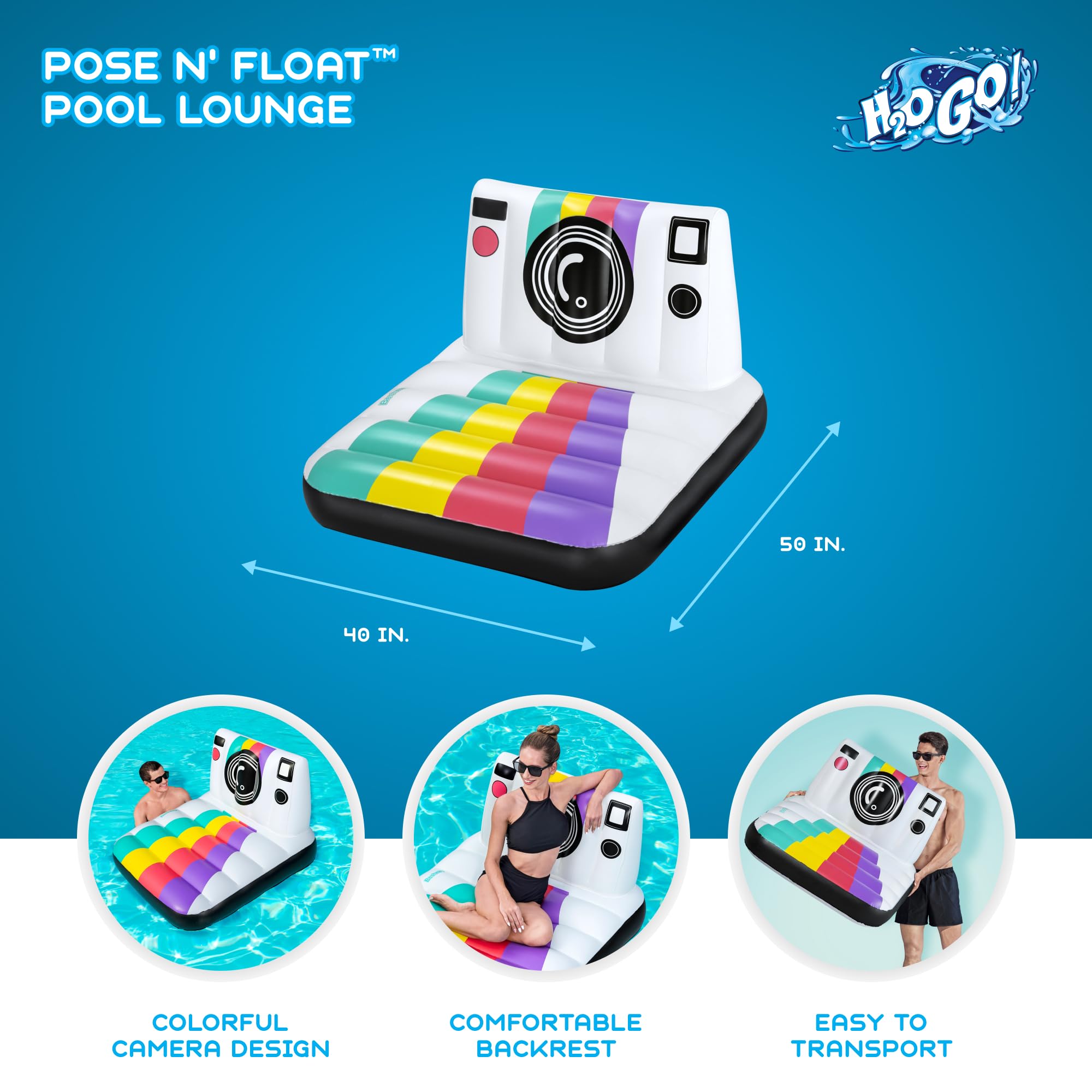 Foto 3 pulgar | Float Lounge Bestway H2ogo! Pose N' Float De 1,27 M X 1,02 M - Venta Internacional.