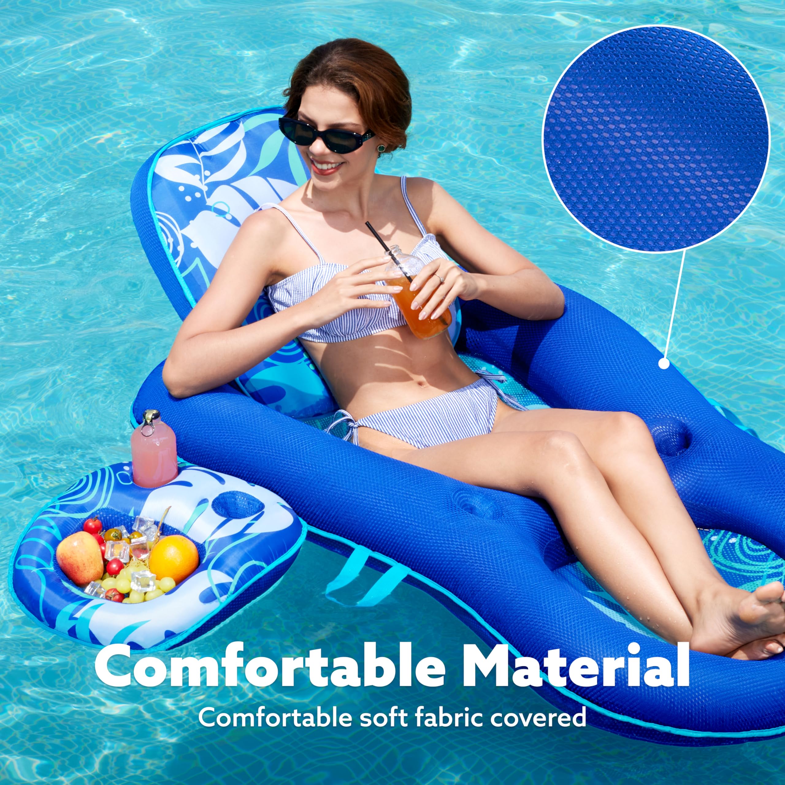 Foto 4 pulgar | Tumbona Para Piscina Sloosh Para Adultos Con Portavasos  Color Azul Oscuro - Venta Internacional.
