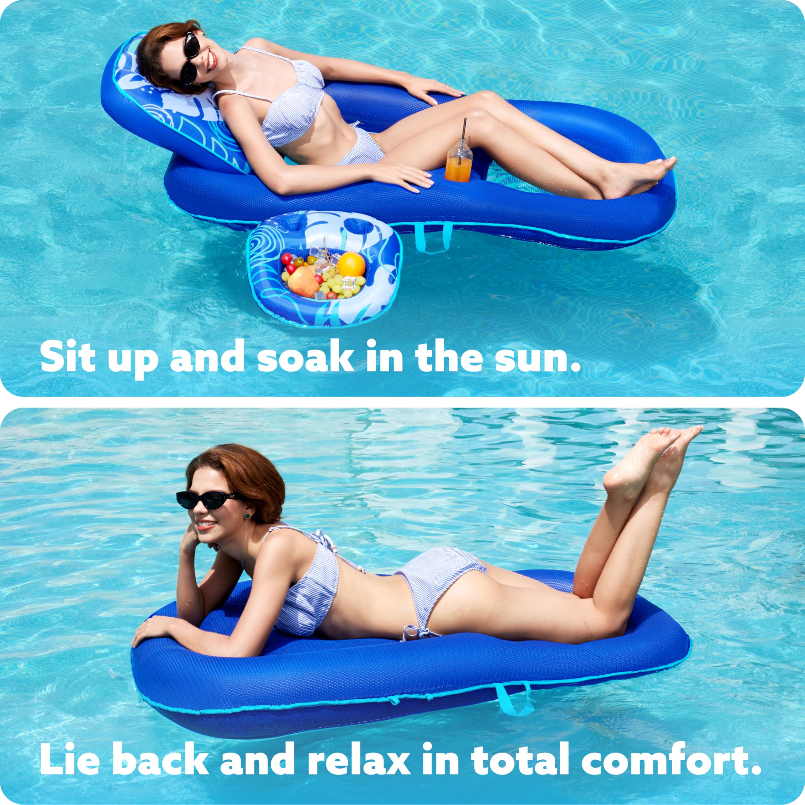 Foto 5 pulgar | Tumbona Para Piscina Sloosh Para Adultos Con Portavasos  Color Azul Oscuro - Venta Internacional.