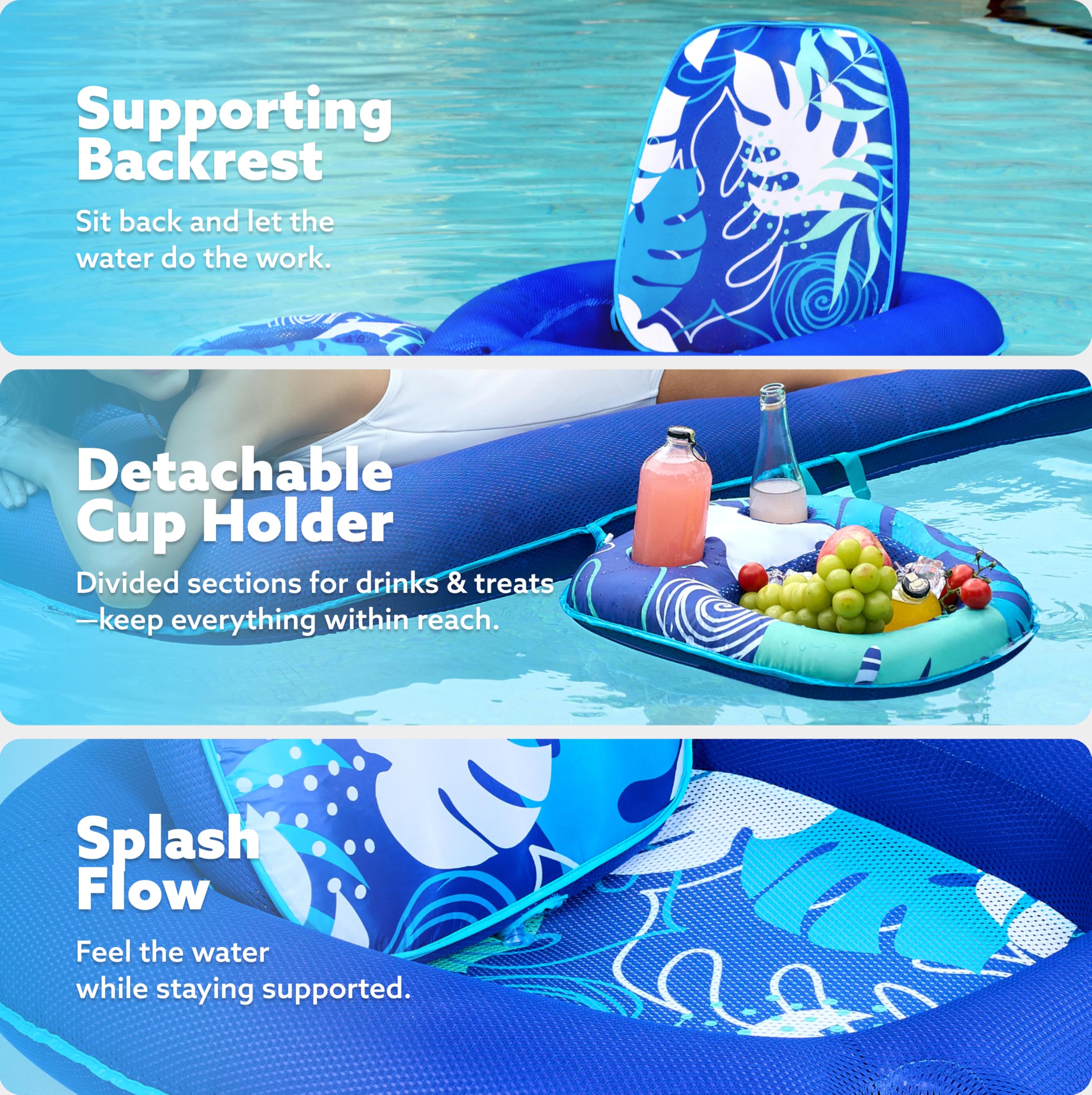 Foto 6 pulgar | Tumbona Para Piscina Sloosh Para Adultos Con Portavasos  Color Azul Oscuro - Venta Internacional.