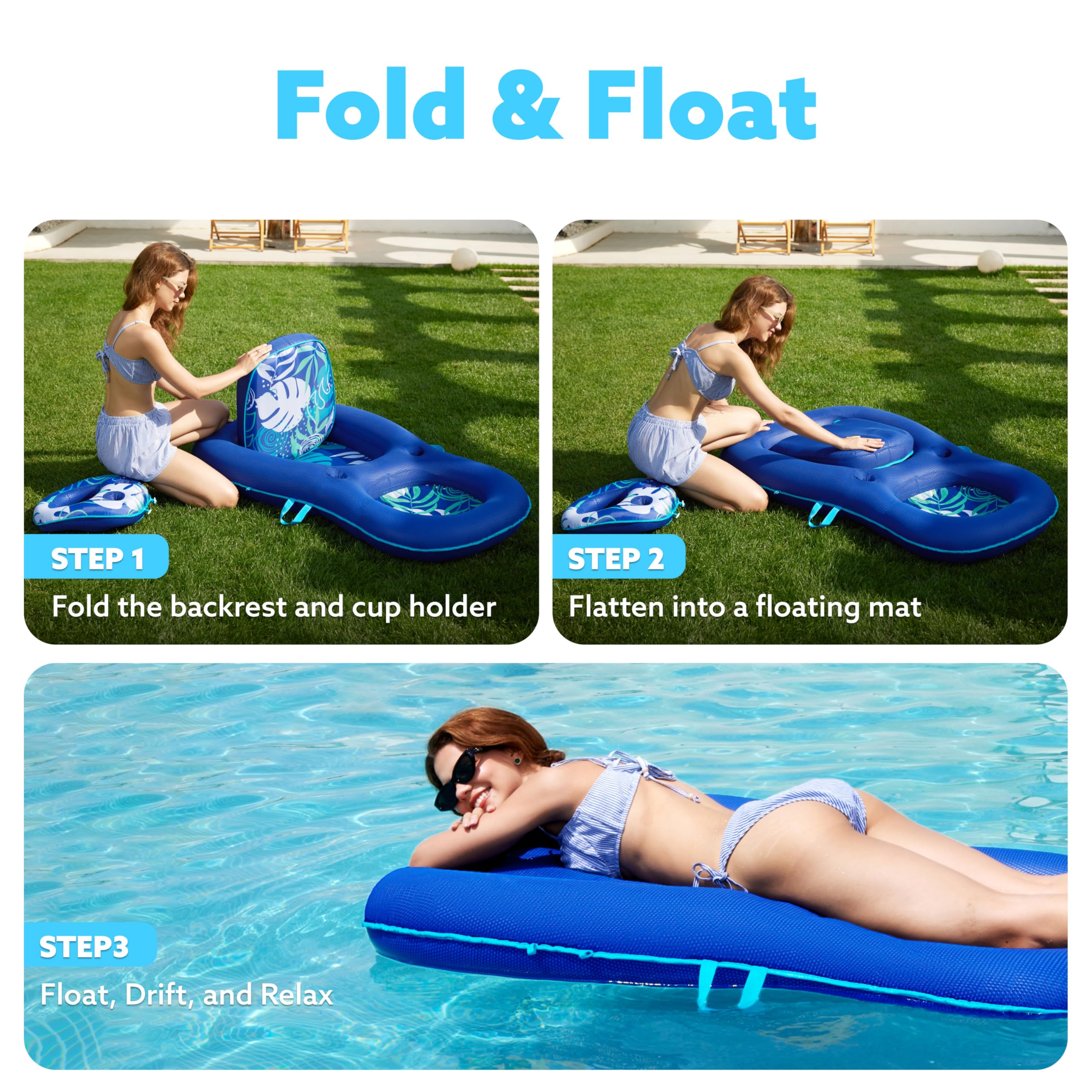 Foto 7 pulgar | Tumbona Para Piscina Sloosh Para Adultos Con Portavasos  Color Azul Oscuro - Venta Internacional.