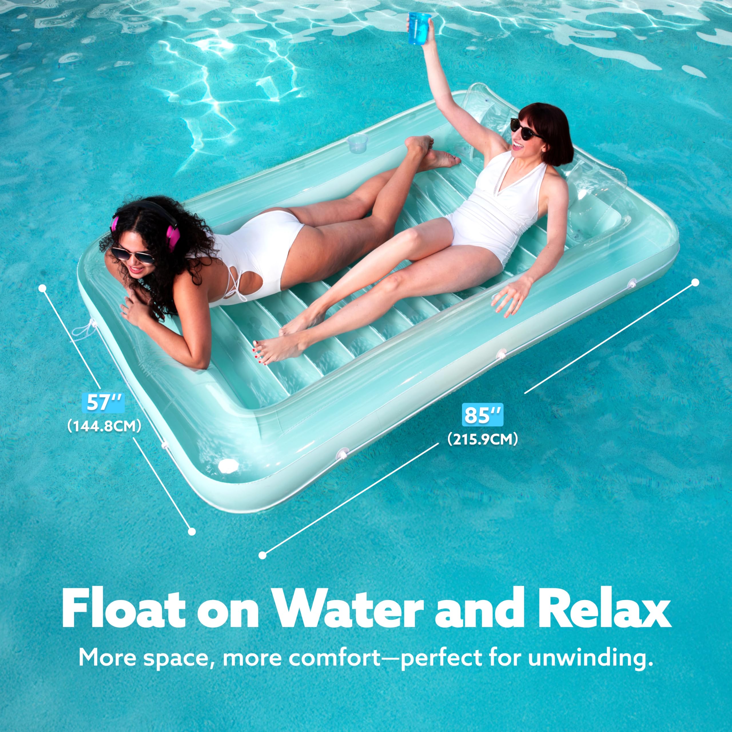 Foto 2 | Tumbona Inflable Para Bronceado Para Piscina Float Sloosh Xl  Color Cian  85 X 57 Cm - Venta Internacional.