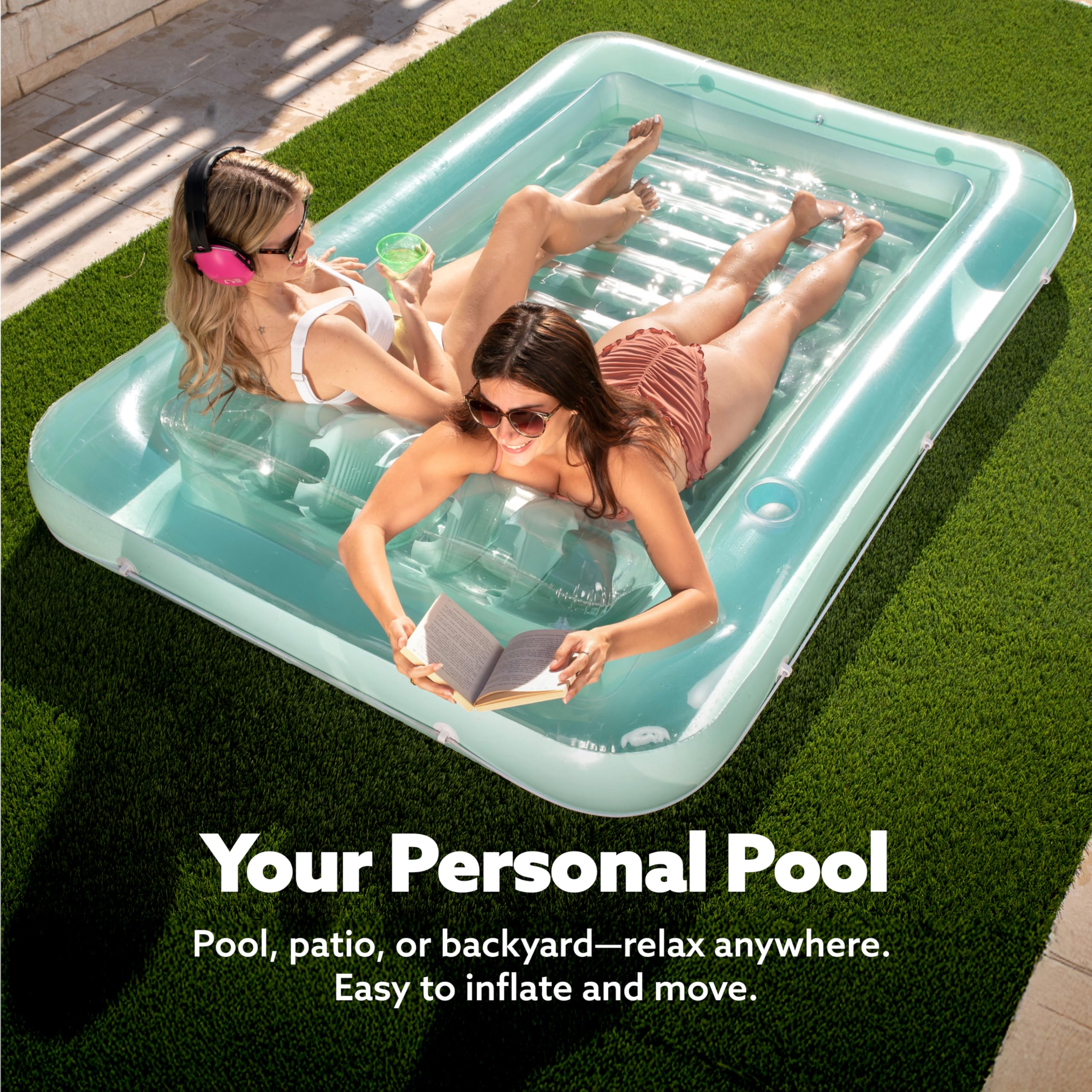 Foto 4 pulgar | Tumbona Inflable Para Bronceado Para Piscina Float Sloosh Xl  Color Cian  85 X 57 Cm - Venta Internacional.
