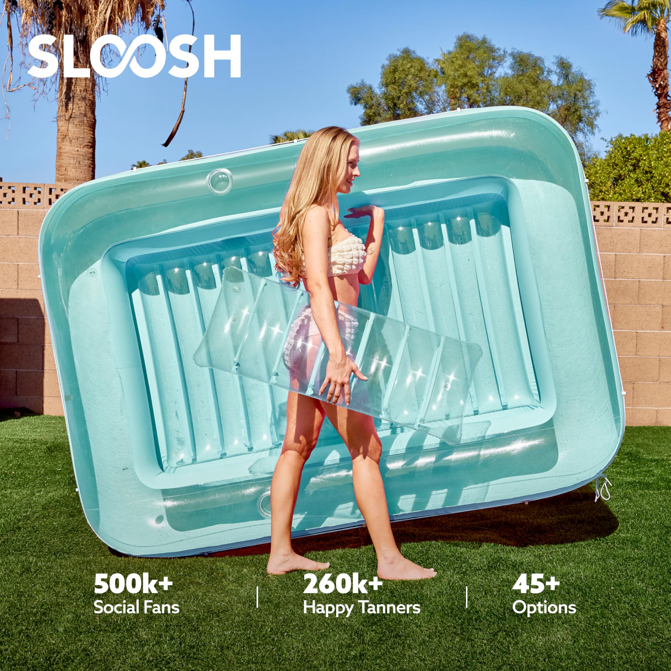 Foto 6 | Tumbona Inflable Para Bronceado Para Piscina Float Sloosh Xl  Color Cian  85 X 57 Cm - Venta Internacional.