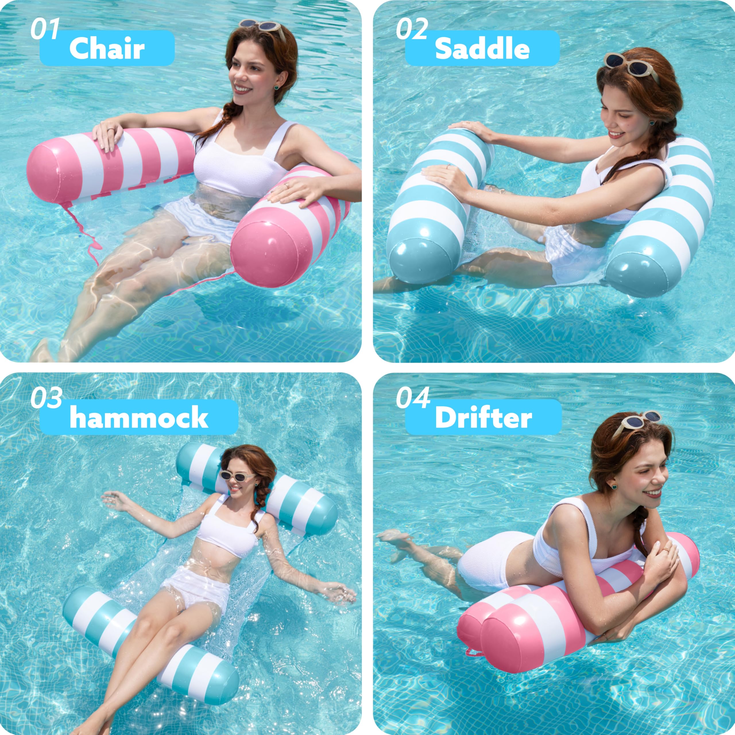 Foto 3 pulgar | Flotadores Tipo Hamaca Para Piscina  Tipo Sloosh Strip  4 En 1 Para Adultos  Paquete De 2 - Venta Internacional.
