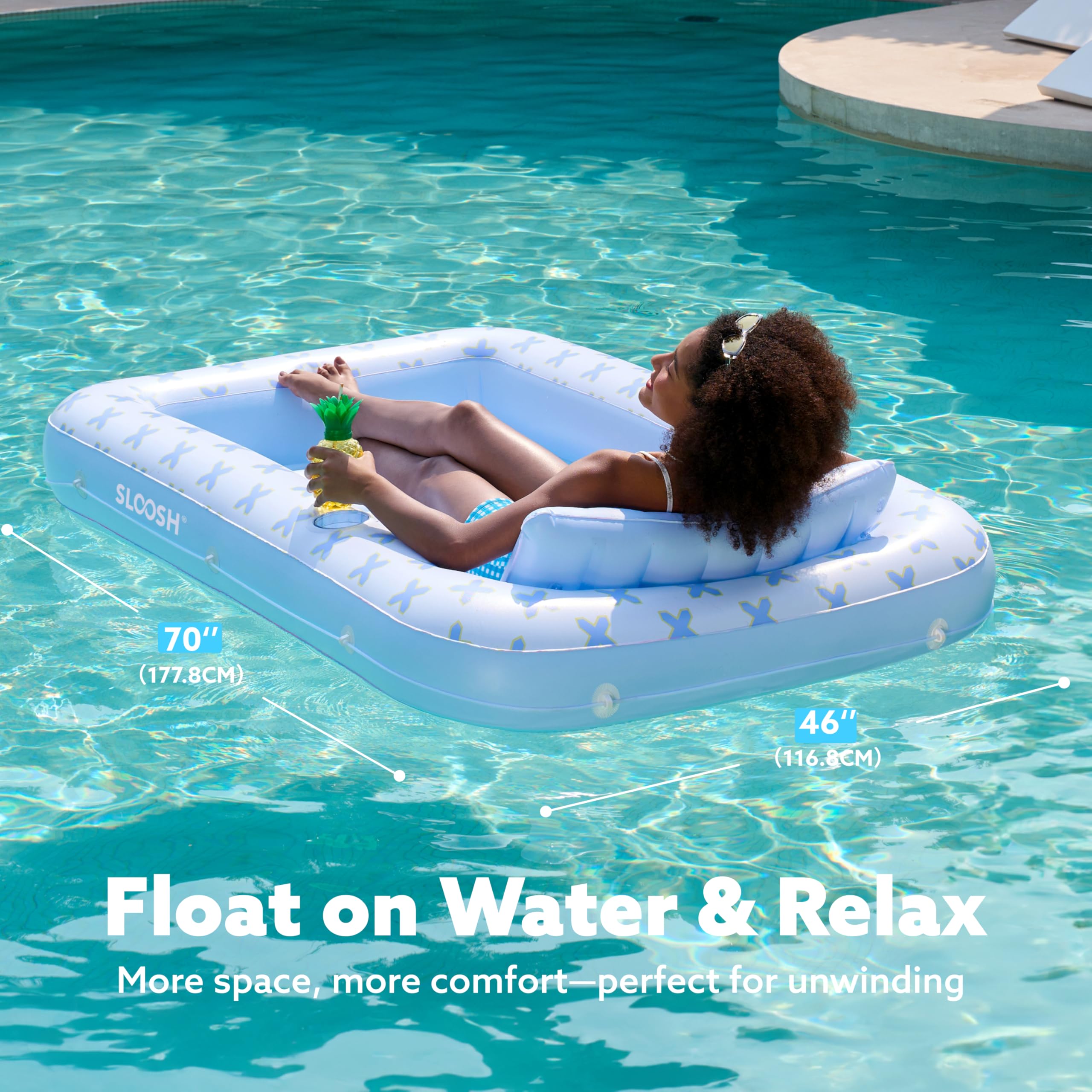 Foto 6 | Tumbona Inflable De Bronceado Para Piscina Float Sloosh Blue Breezestar - Venta Internacional.