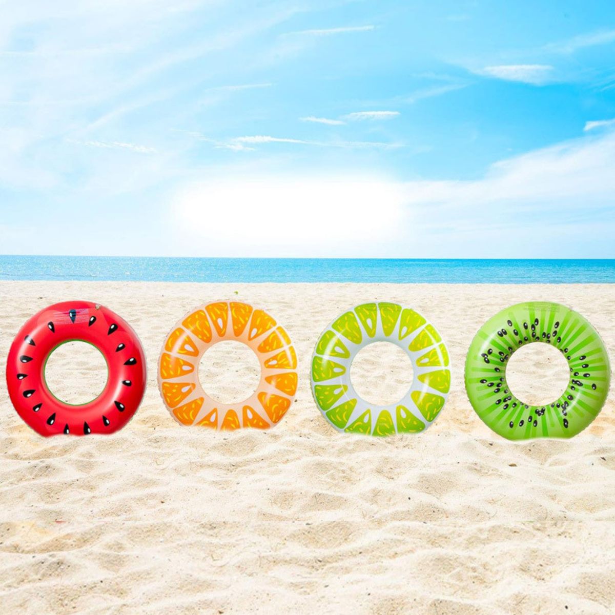 Foto 5 | Kit De 7 Flotadores Inflables De Piscina  4 Aros De Frutas  3 Pelotas Para Piscina  Bluelander