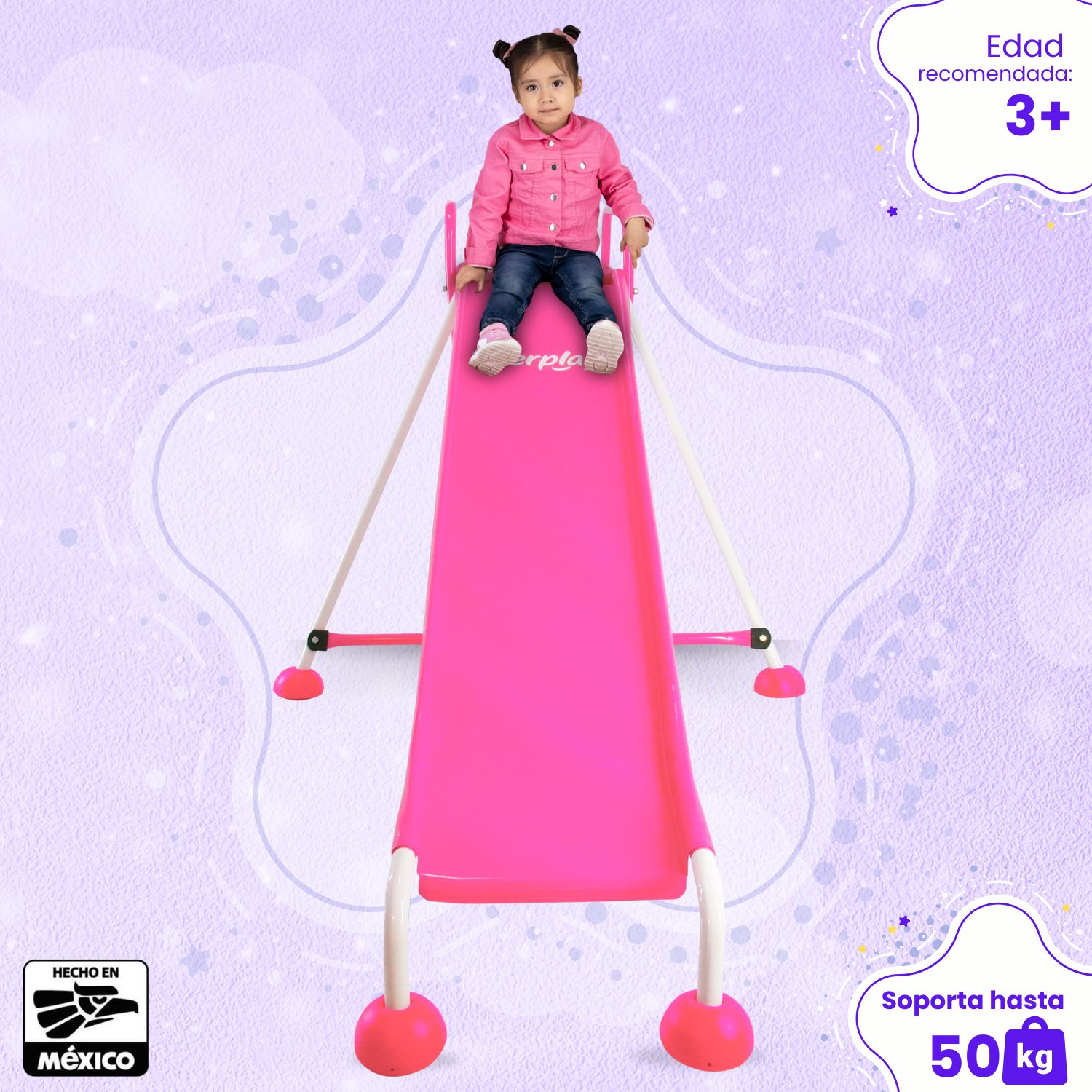 Foto 4 pulgar | Resbaladilla Rosa Para Niña Italia, 210x90cm - Enerplay