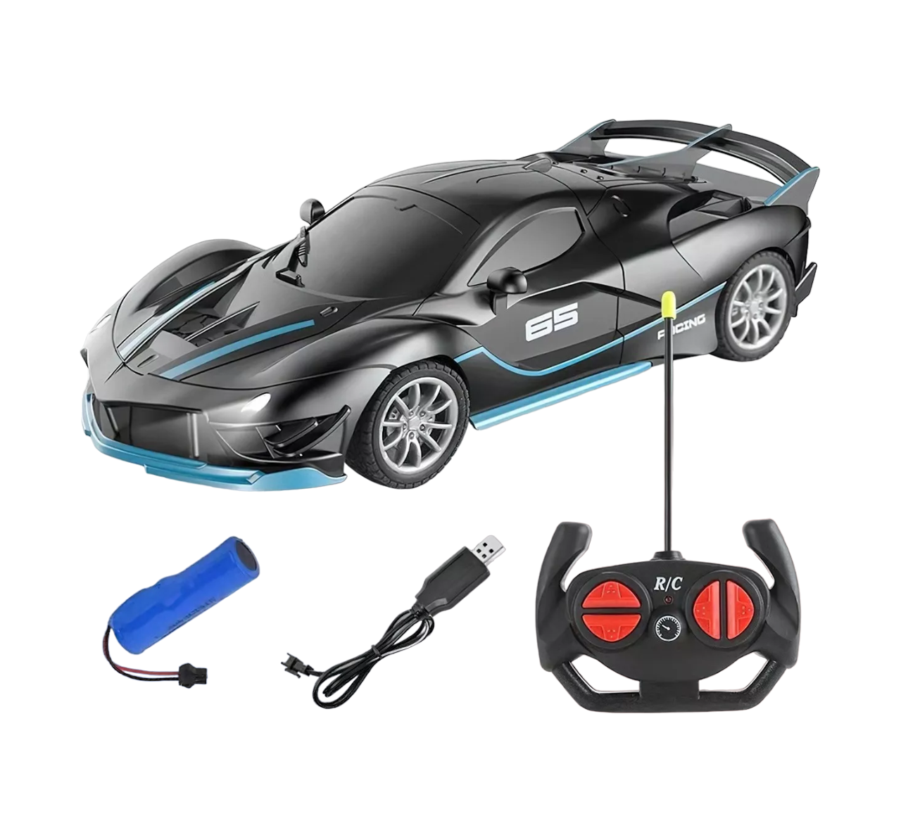 Carro Control Remoto Recargable Para Niños color Negro