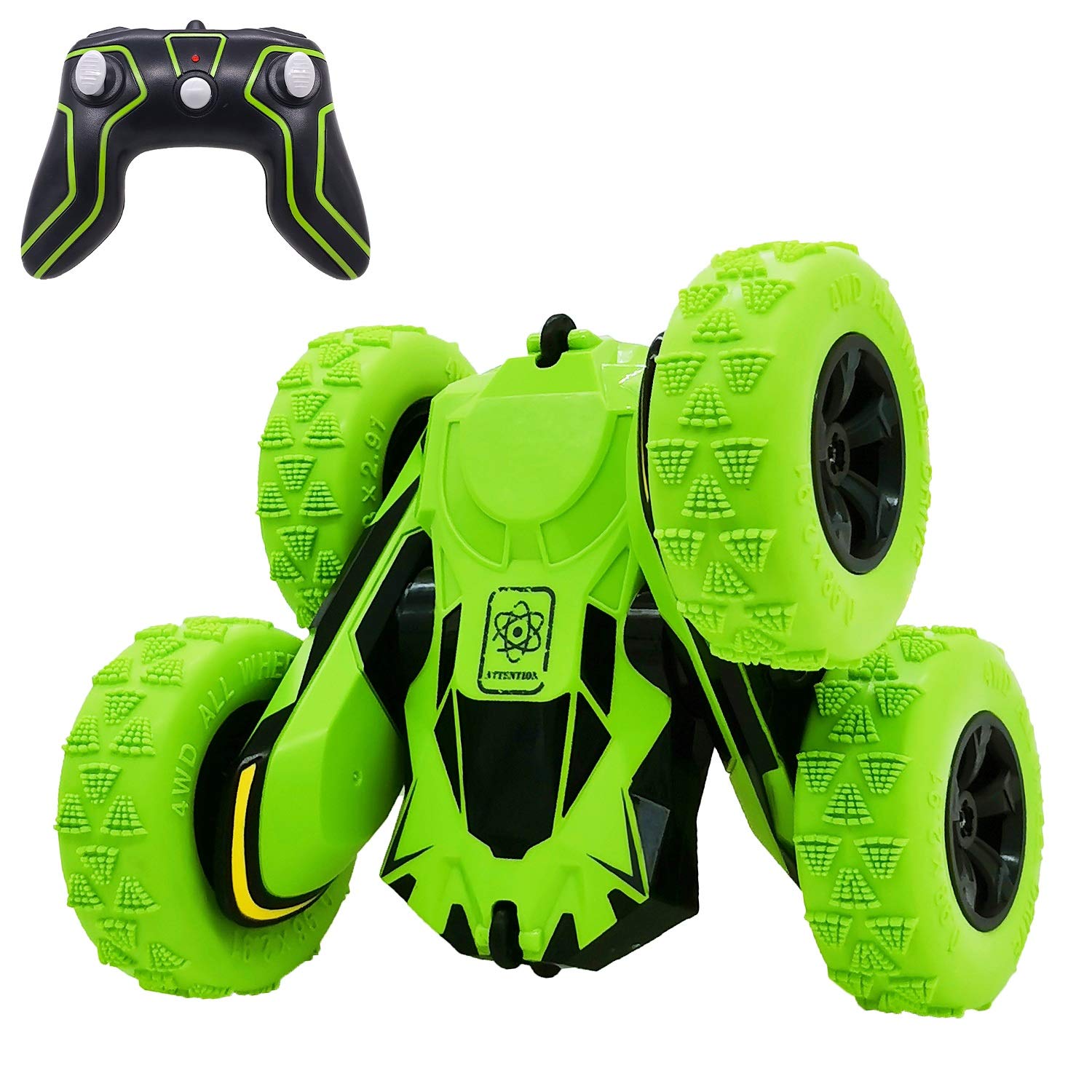 Foto 2 pulgar | Venta Internacional - Control Remoto Rc Stunt Cars Threeking De Doble Cara, Color Verde