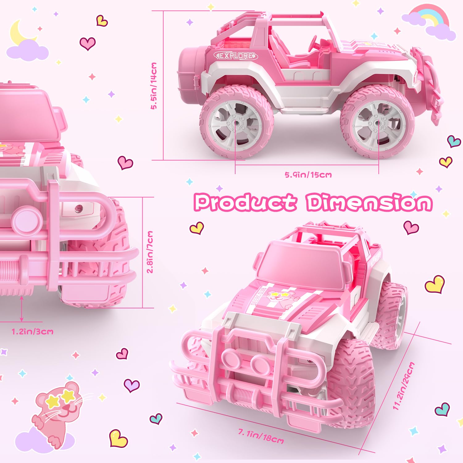 Foto 6 | Venta Internacional - Rc Car Deerc Rosa A Escala 1:18 Con 2 Molinos De Viento Para Niñas A Partir De 3 Años