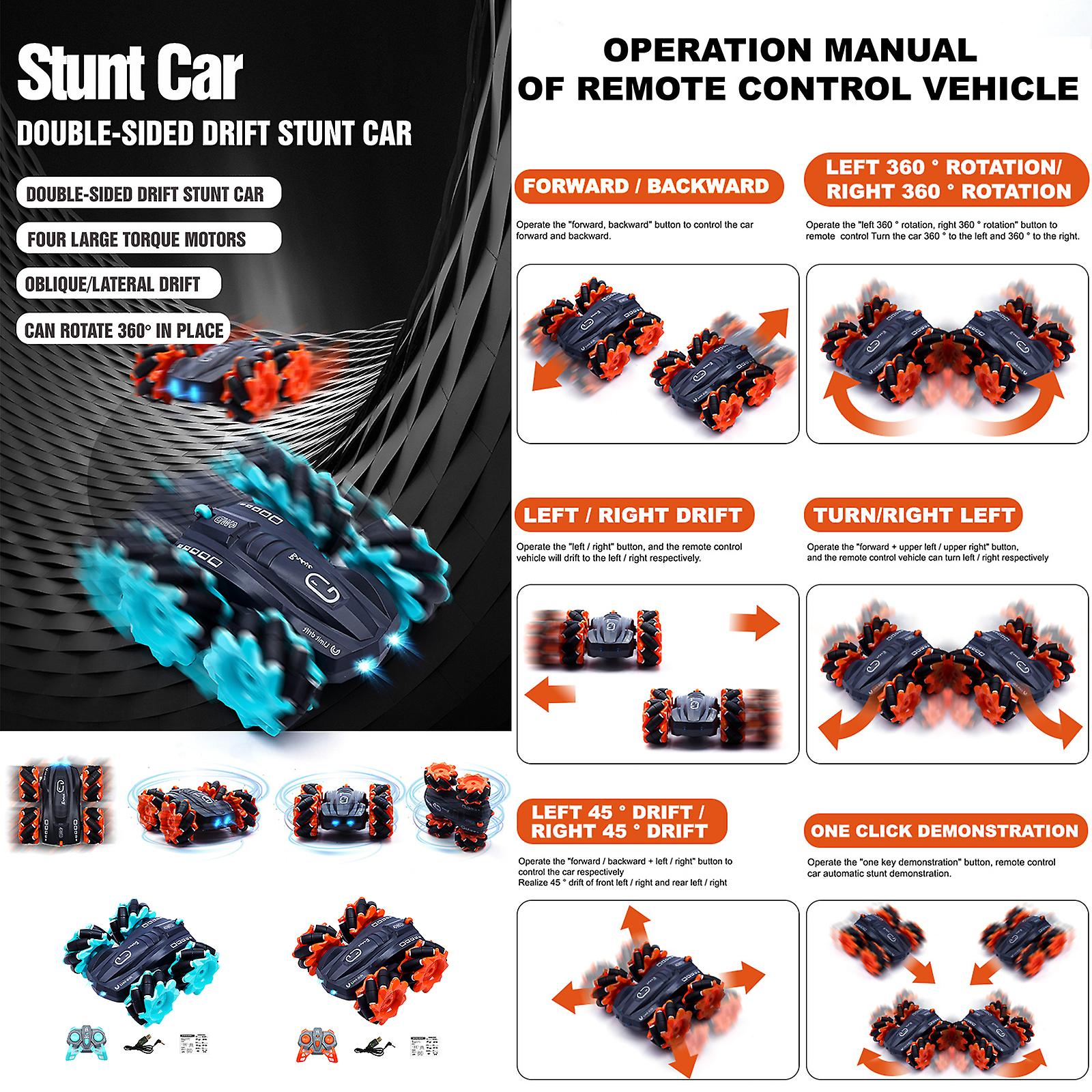 Foto 4 pulgar | Venta Internacional - Juguete De Acrobacias Para Coche Rc, 2,4 Ghz, Todo Terreno, Con Giro A La Deriva Con Mando A Dis