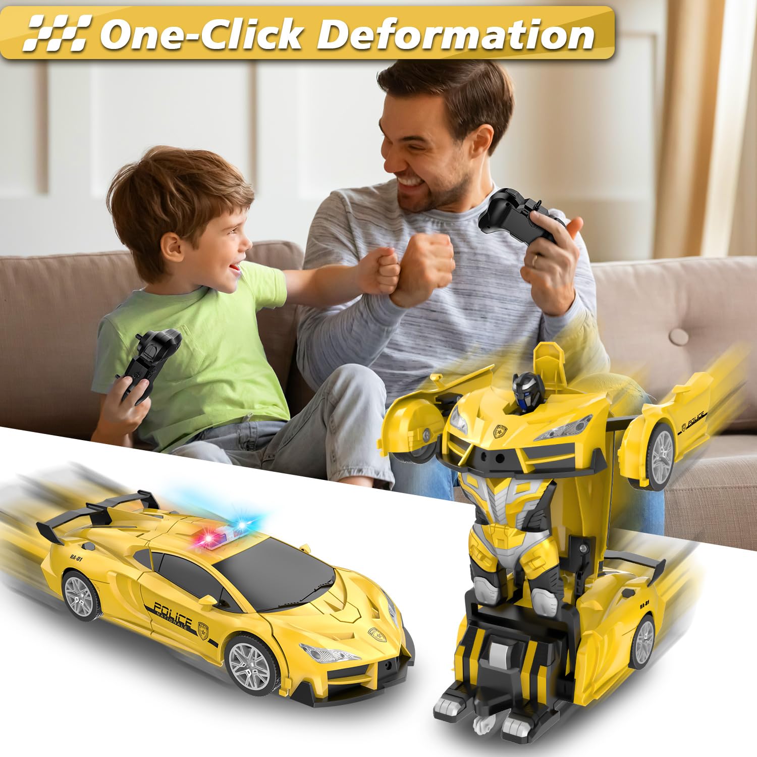 Foto 2 | Venta Internacional - Robot Rc Transforming Car Lnnkine Con Mando A Distancia A Escala 1:18