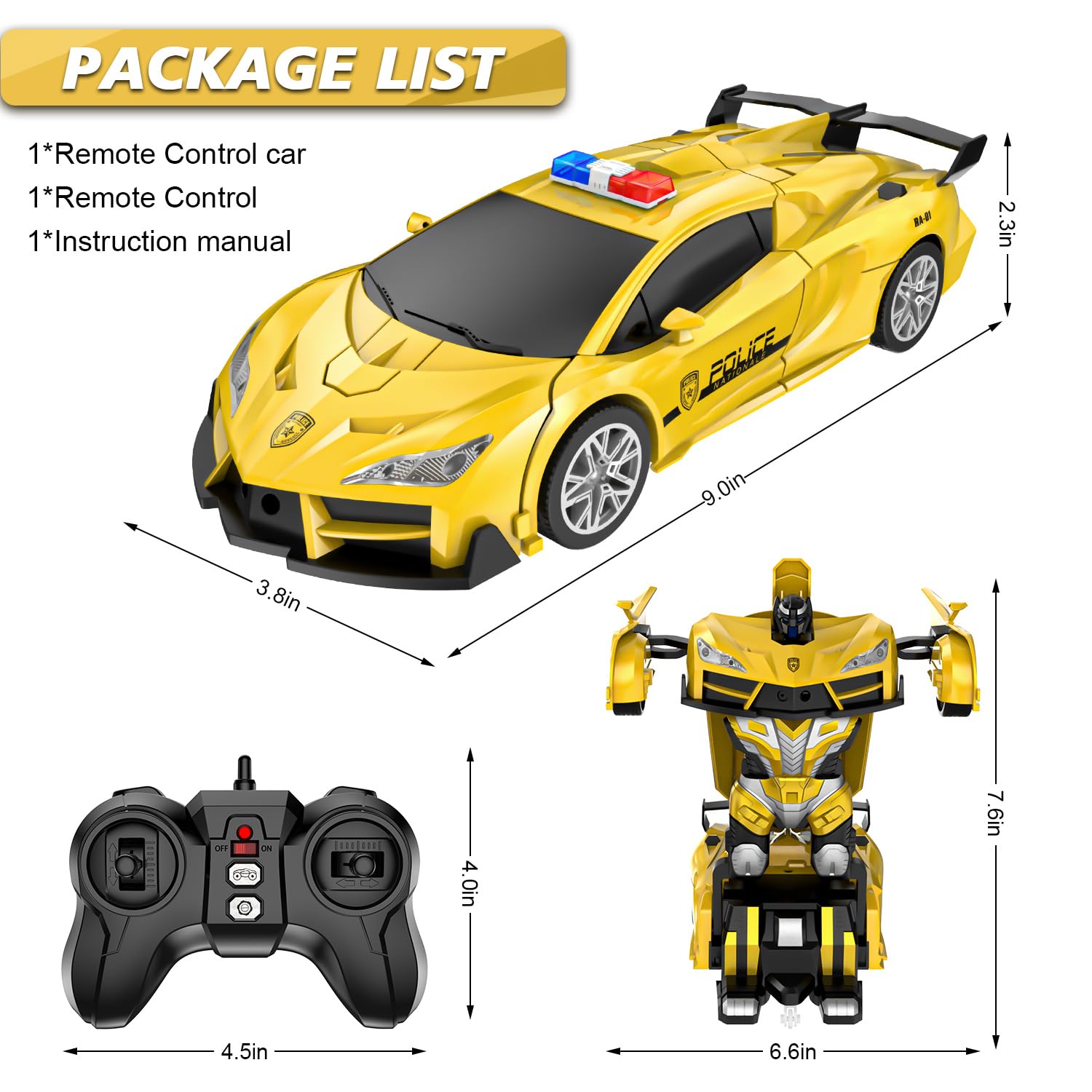 Foto 9 pulgar | Venta Internacional - Robot Rc Transforming Car Lnnkine Con Mando A Distancia A Escala 1:18