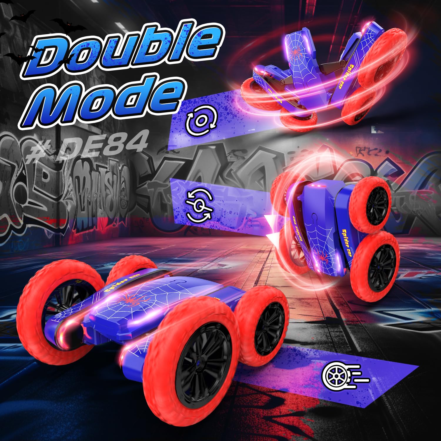 Foto 4 pulgar | Venta Internacional - Mini Rc Stunt De Doble Cara Deerc Spider Con Mando A Distancia