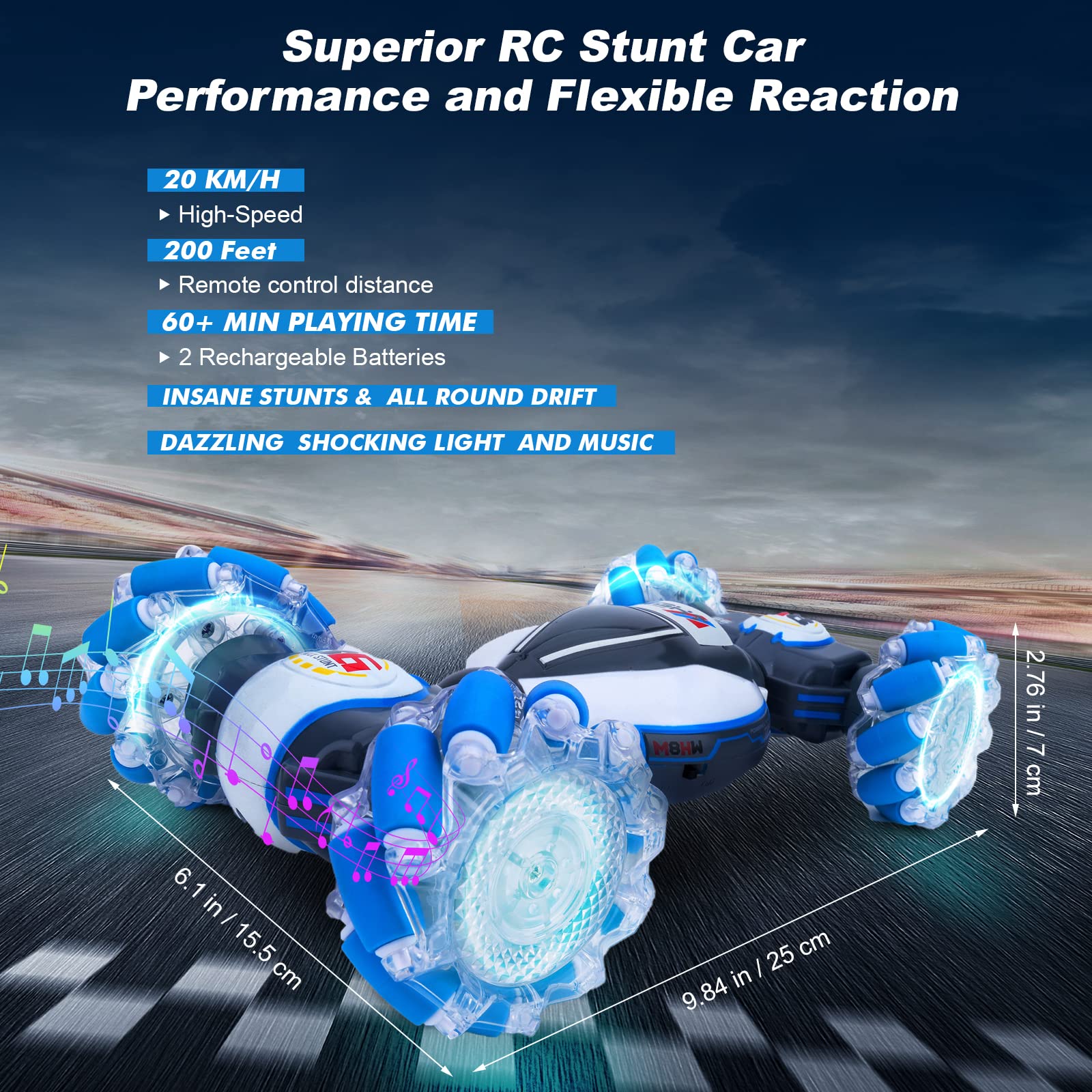 Foto 8 pulgar | Venta Internacional - Control Remoto Rc Stunt Car Fosgoit Con Sensor De Gestos 4wd 6-12