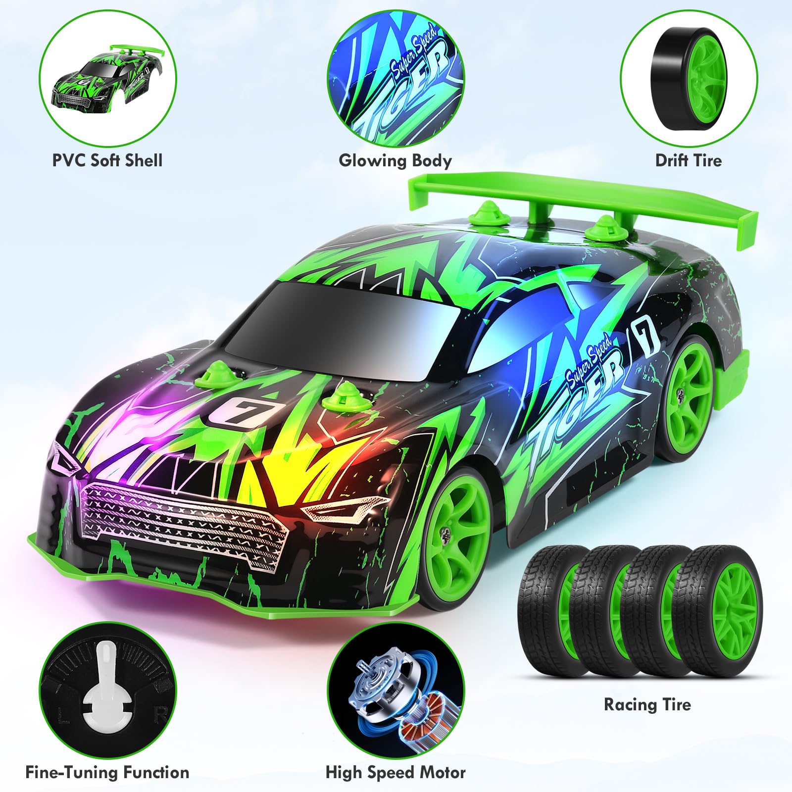 Foto 7 pulgar | Venta Internacional - Coche A Control Remoto Bifyton Rc Drift Stunt Con Luces Led De 14 Km