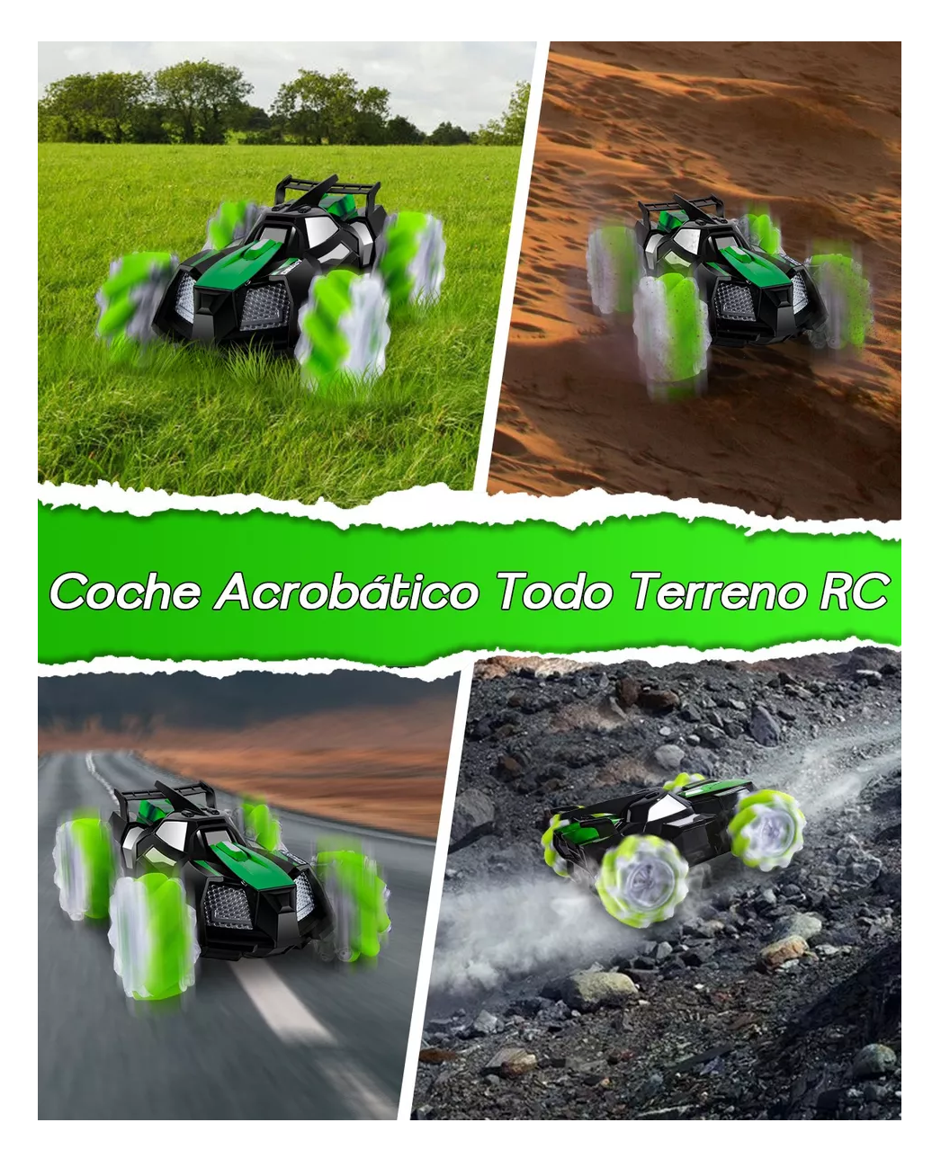 Foto 4 pulgar | Juguete De Carro 4wd Coche De Control Remoto Todoterreno 1:16, Negro/verde