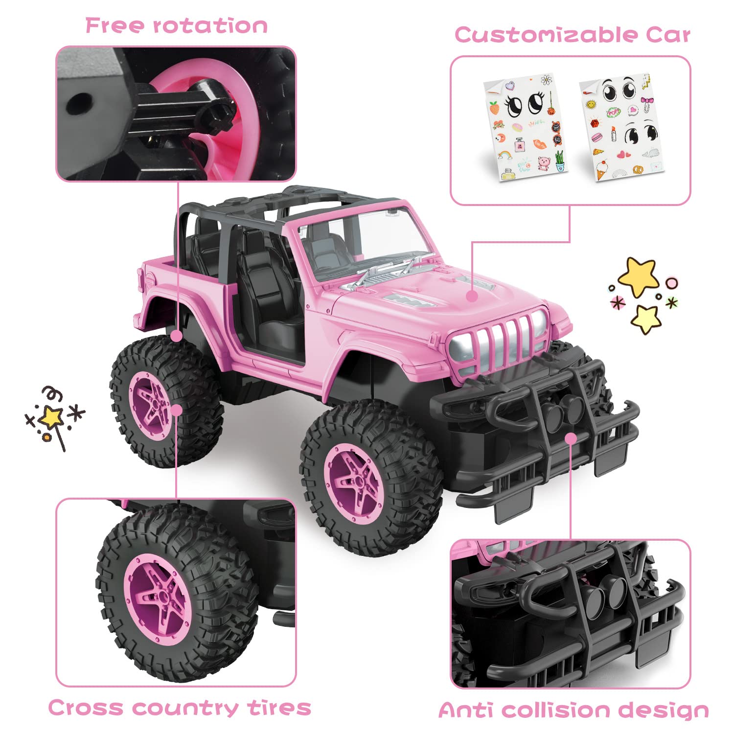 Foto 5 pulgar | Coche RC NQD a Escala 1:16 Rosa con 80 Minutos de Juego para Niñas - Venta Internacional