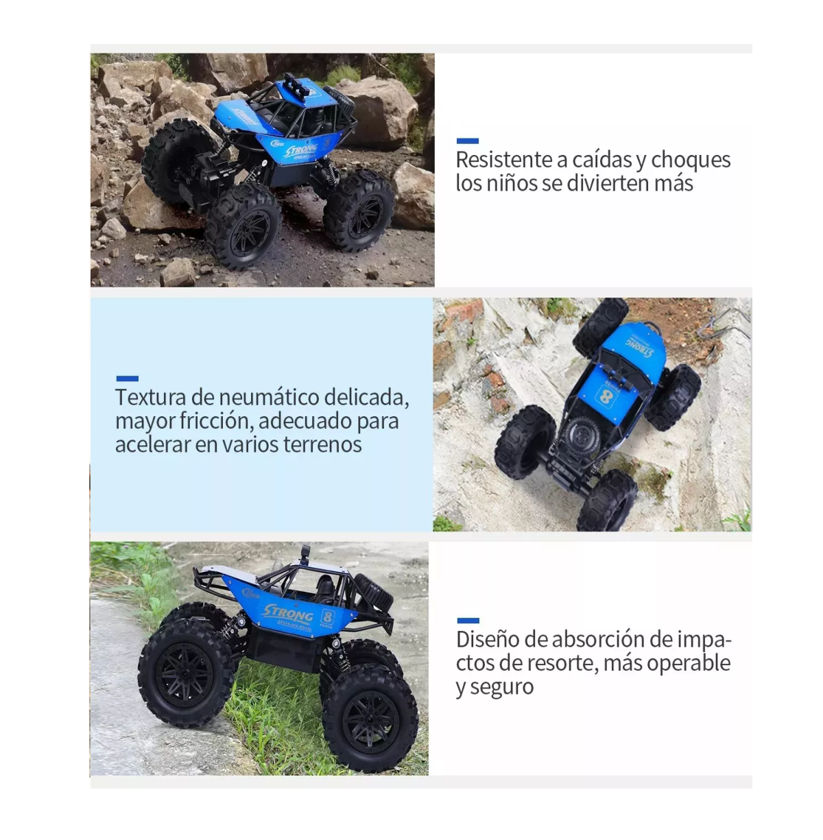 Foto 5 pulgar | Juguete de Auto Todoterreno 1:16 a Control Remoto Azul y Negro para Niños