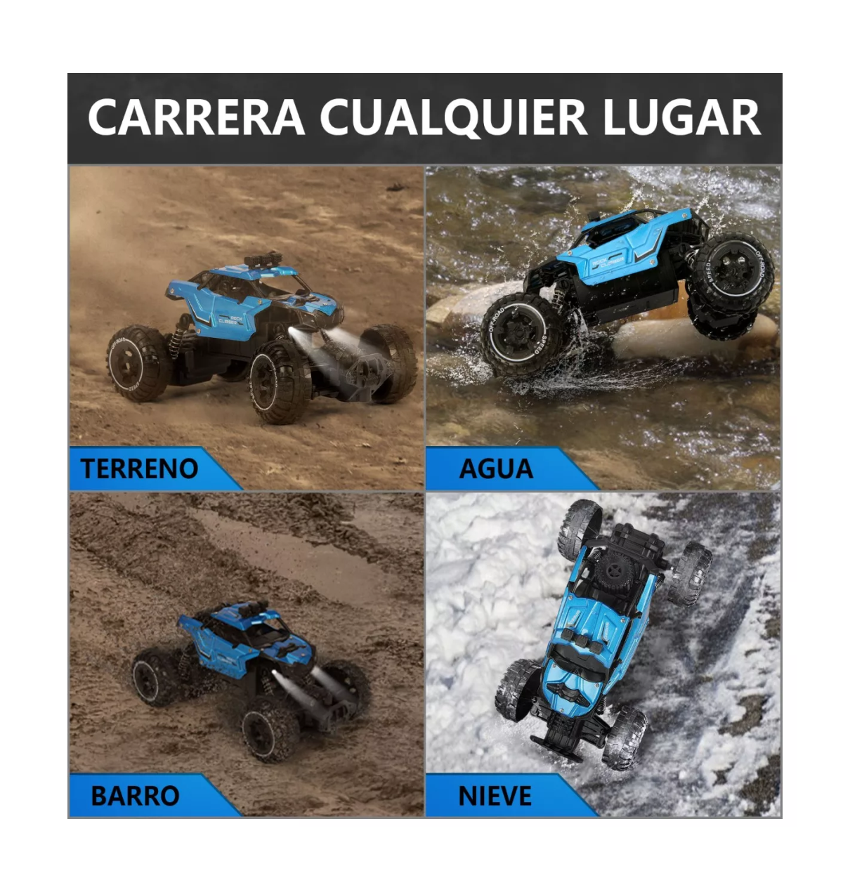 Foto 5 pulgar | Carro Control Remoto Todoterreno Recargable Azul