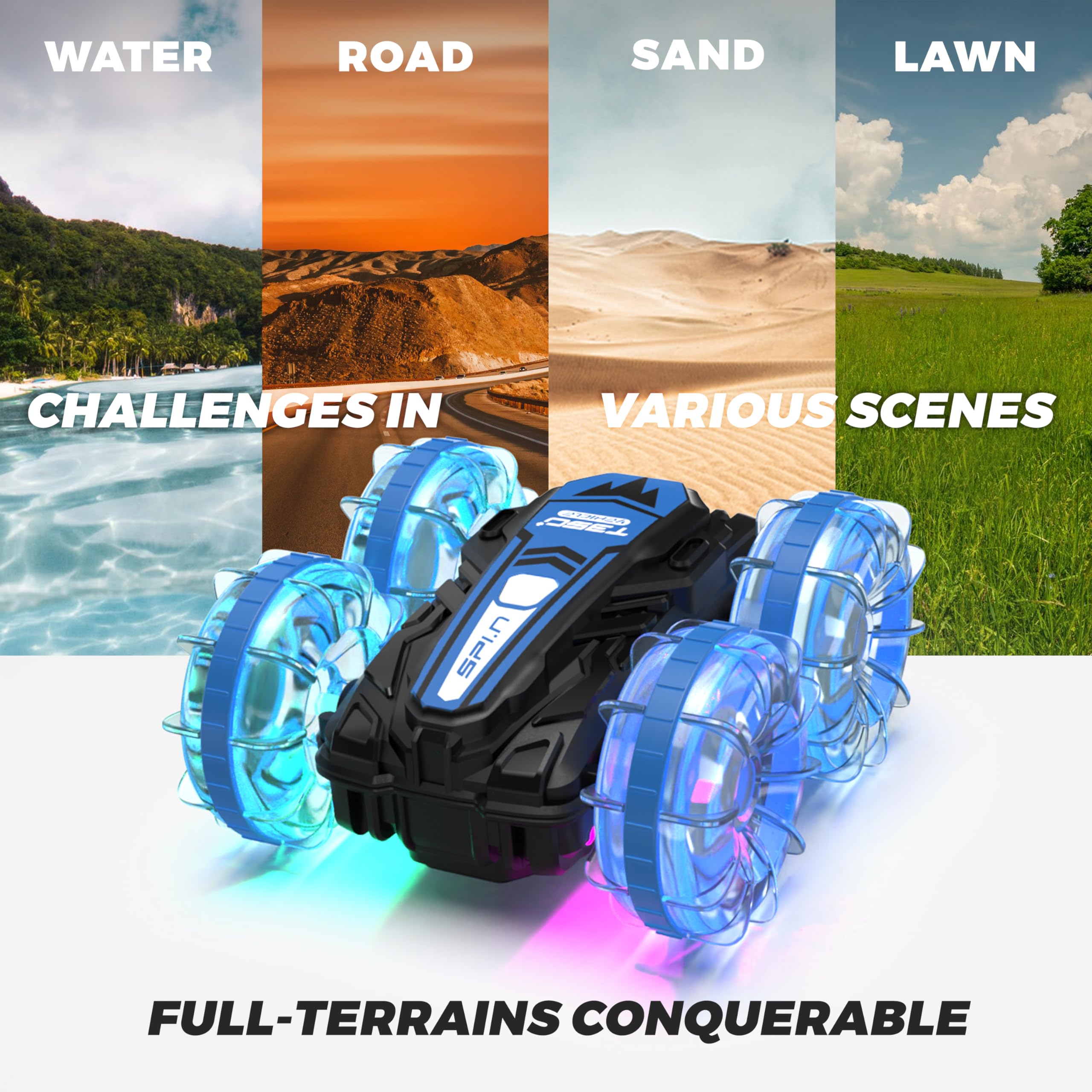 Foto 7 pulgar | Coche con Control Remoto Bezgar Amphibious 4wd con Luces Led - Venta Internacional