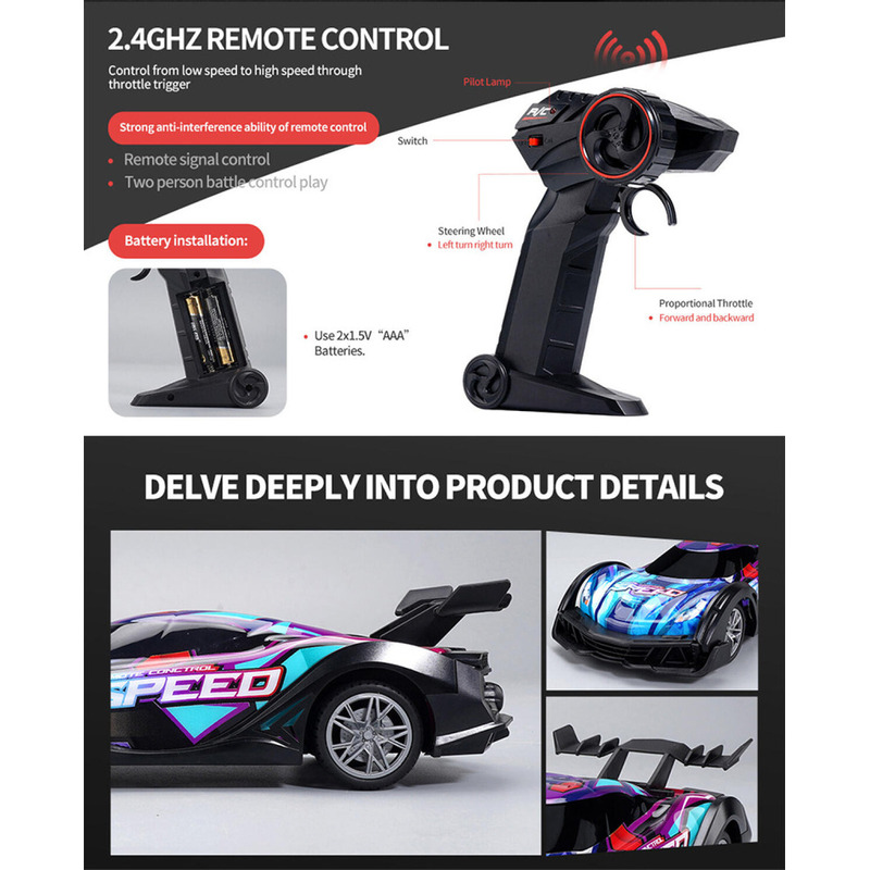 Foto 8 pulgar | Carro con Control Remoto de Juguete Flash Stunt Racing JJRC para Niños - Venta Internacional