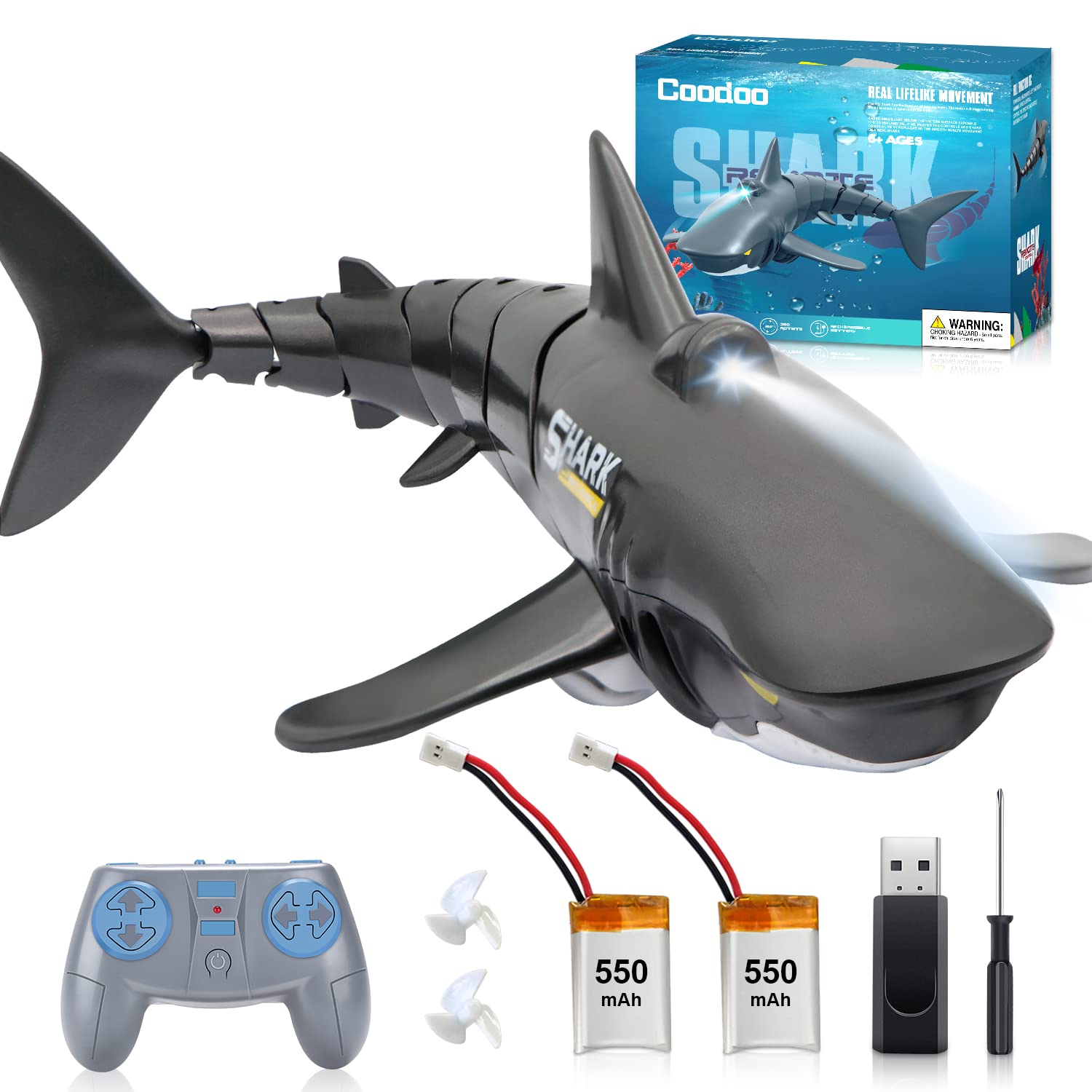 Juguete con Control Remoto Shark Toy Coodoo a Escala 1:18 para más de 6 Años - Venta Internacional