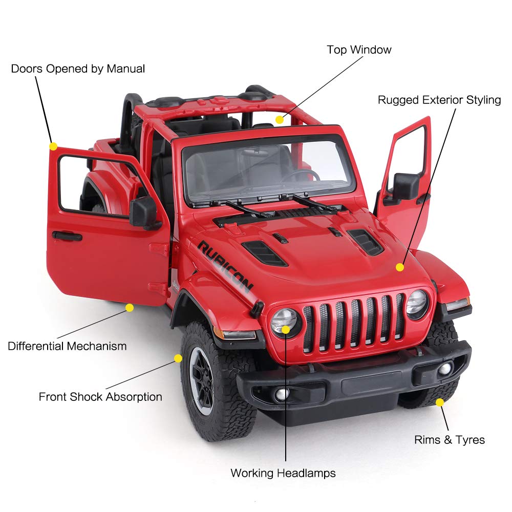 Foto 4 pulgar | Coche A Control Remoto Rastar Jeep Wrangler Jl A Escala 1:14 Rojo - Venta Internacional.