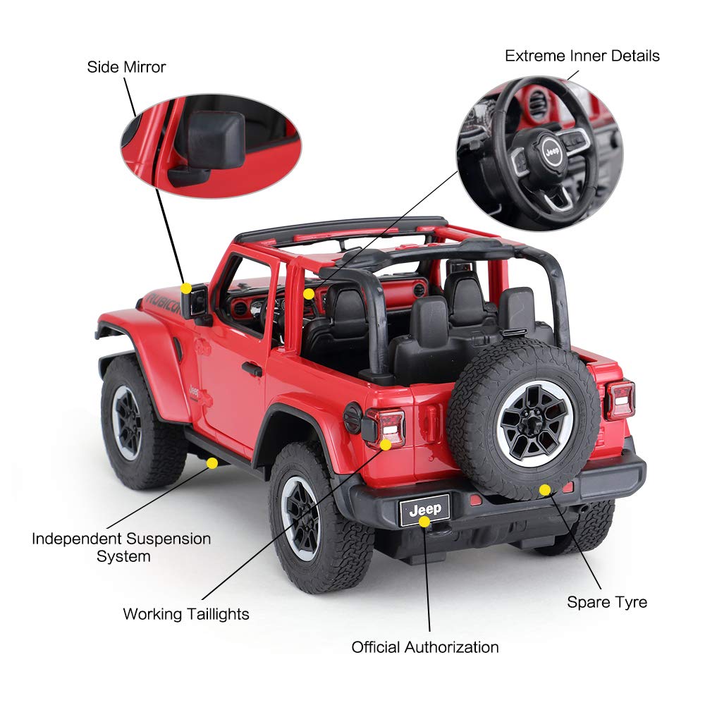 Foto 5 pulgar | Coche A Control Remoto Rastar Jeep Wrangler Jl A Escala 1:14 Rojo - Venta Internacional.