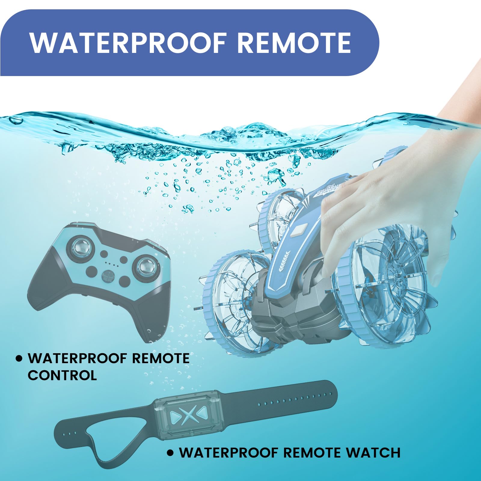 Foto 4 pulgar | Coche y Barco con Control Remoto Anfibio Tecnock A Prueba De Agua - Venta Internacional