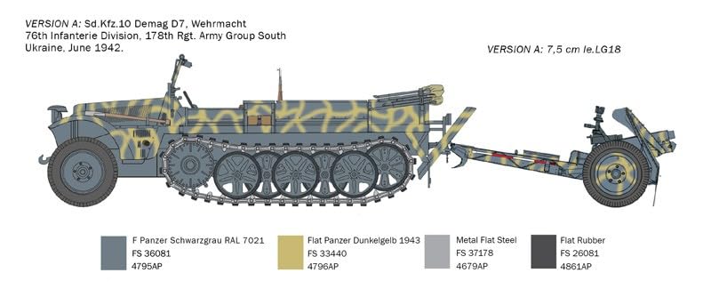 Foto 5 pulgar | Kit Modelo Italeri 6595 Sd.kfz. 10 Demag D7 Con 7,5 Cm Le. Big 18 - Venta Internacional.