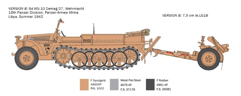 Foto 6 pulgar | Kit Modelo Italeri 6595 Sd.kfz. 10 Demag D7 Con 7,5 Cm Le. Big 18 - Venta Internacional.