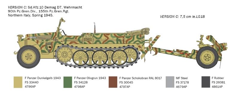 Foto 7 pulgar | Kit Modelo Italeri 6595 Sd.kfz. 10 Demag D7 Con 7,5 Cm Le. Big 18 - Venta Internacional.