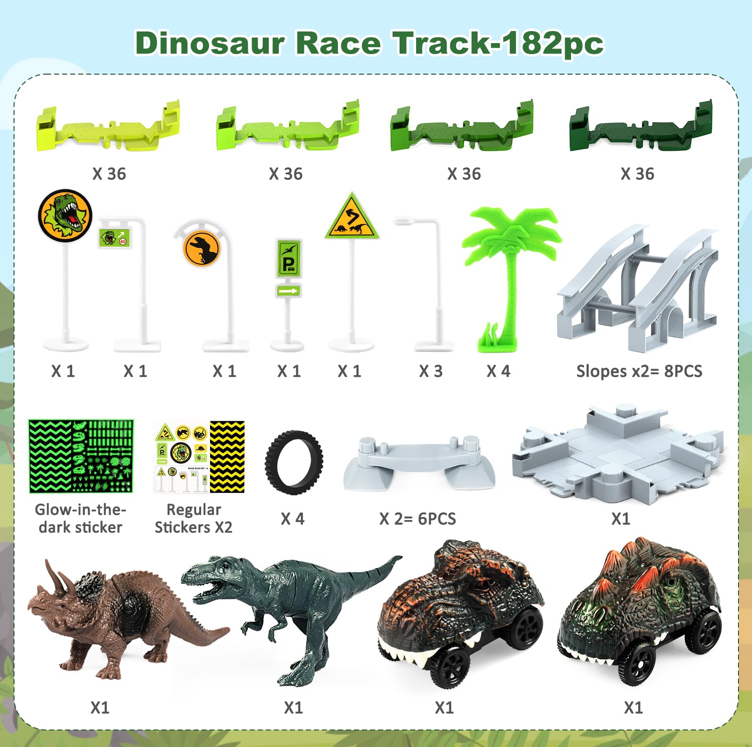 Foto 6 | Set De Pista De Carreras De Juguete Desuccus Dinosaur Con 2 Coches De Dinosaurio - Venta Internacional.