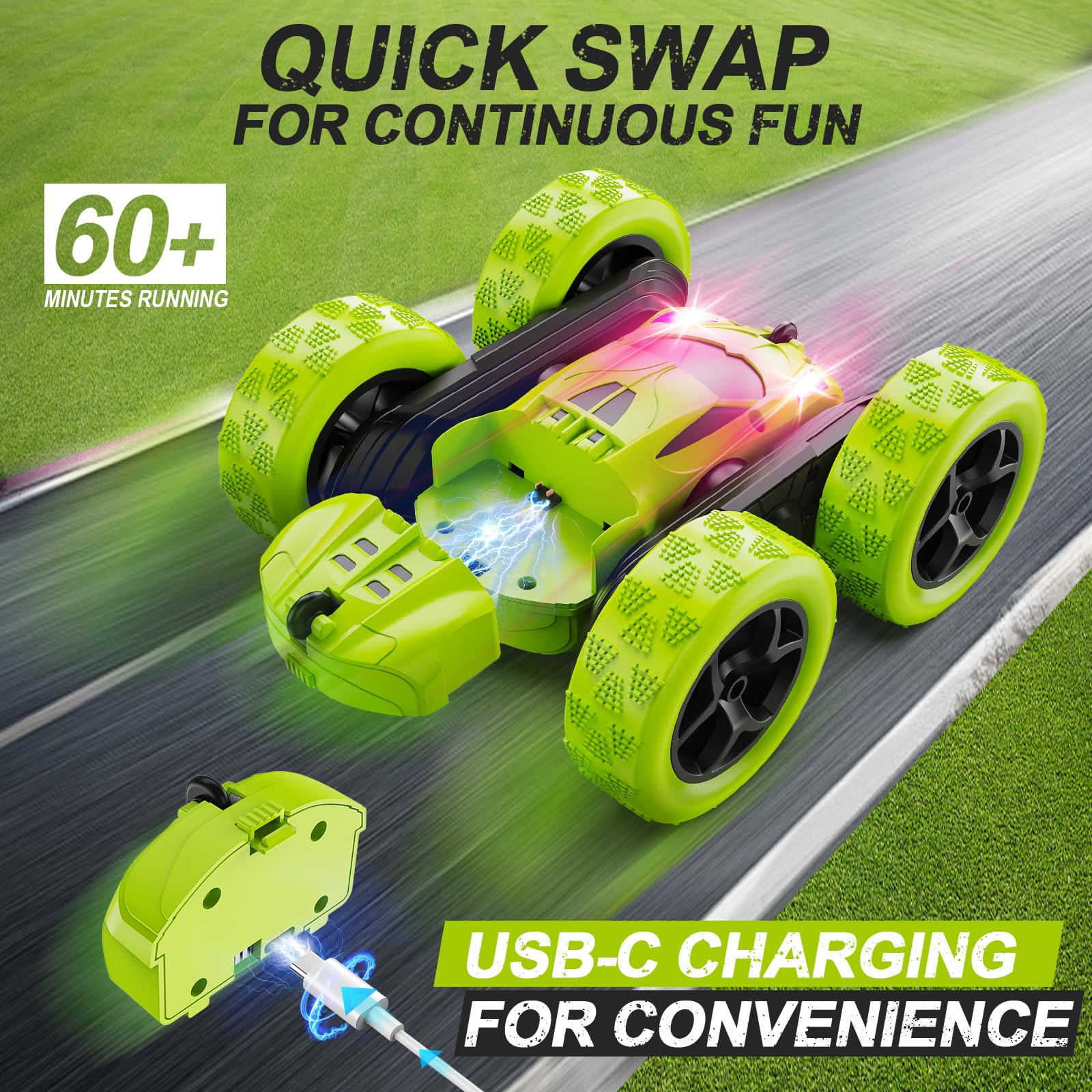 Foto 3 pulgar | Rc Stunt Car Qunreda, Mando A Distancia Giratorio De 360° Para Niños De Más De 6 Años - Venta Internacional.