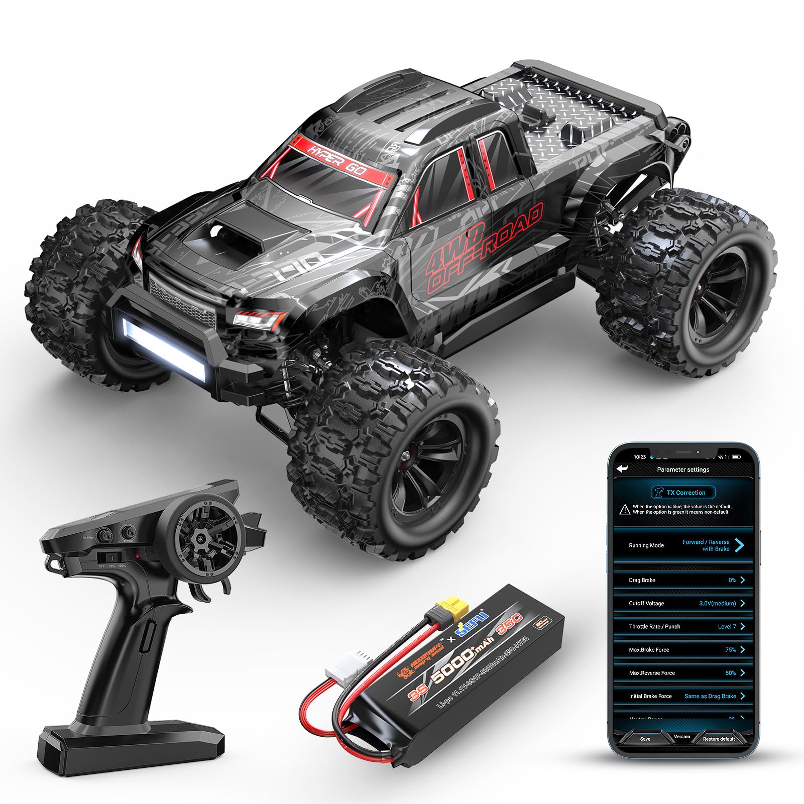 Camión Rc Mjx Hyper Go 10208 V2 1/10 4x4 Sin Escobillas 50 Km/h - Venta Internacional.