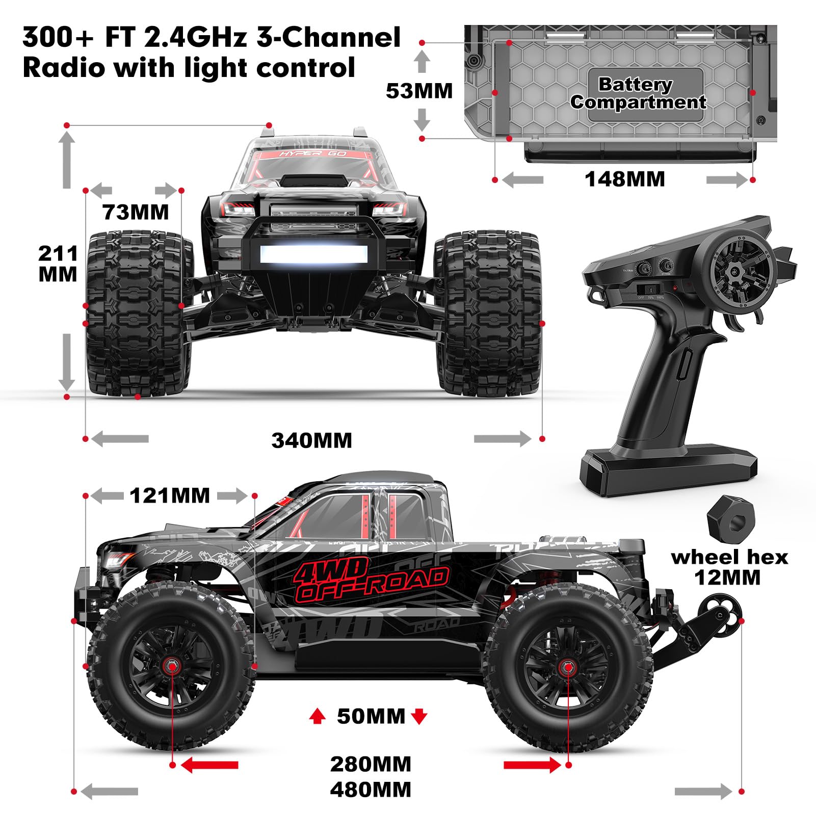 Foto 6 | Camión Rc Mjx Hyper Go 10208 V2 1/10 4x4 Sin Escobillas 50 Km/h - Venta Internacional.