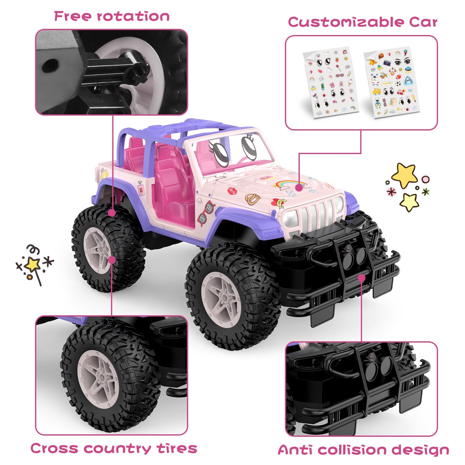 Foto 3 pulgar | Rc Car Nqd Rosa A Escala 1:16 Con Pegatina Diy, 80 Minutos De Reproducción, 2,4 Ghz - Venta Internacional.