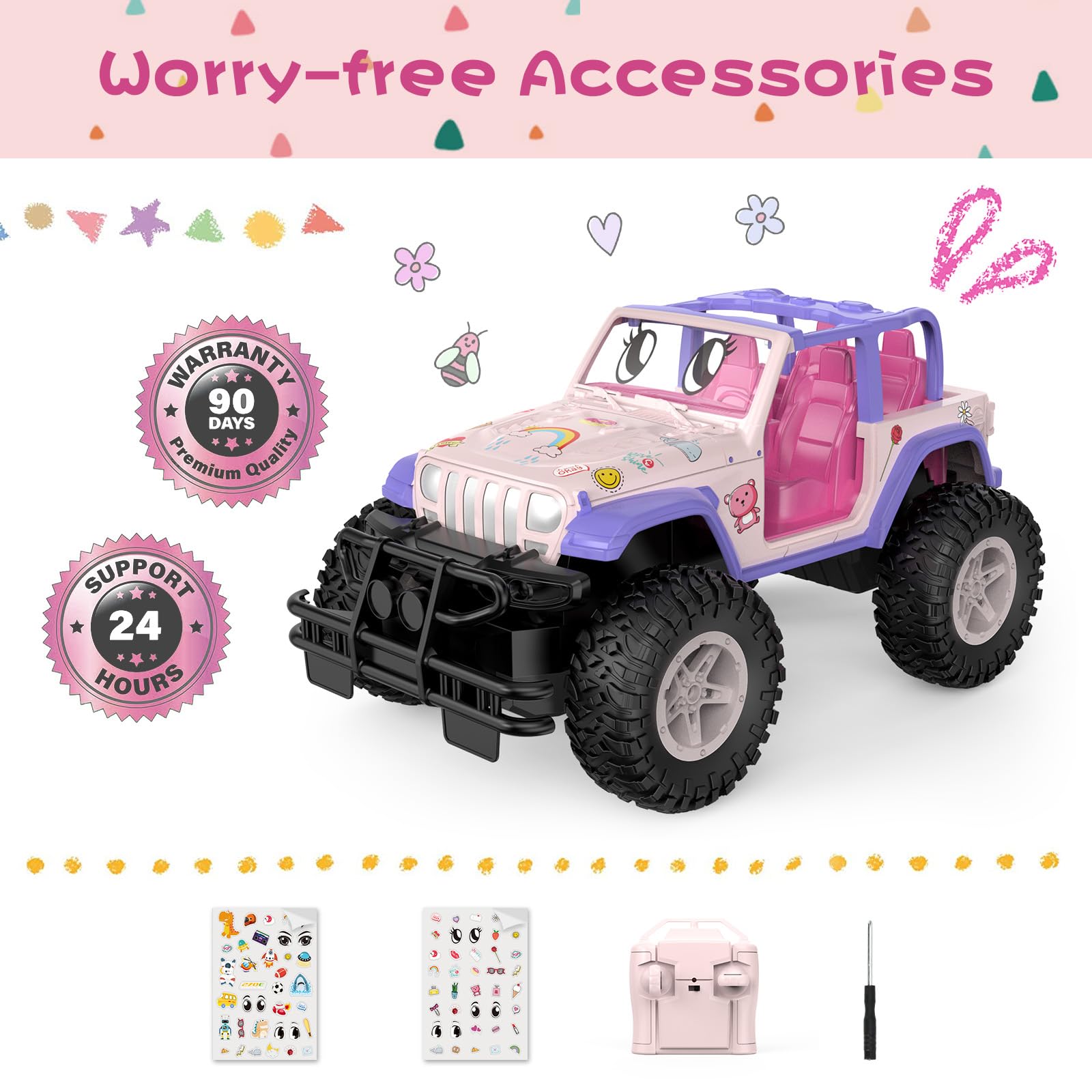Foto 7 | Rc Car Nqd Rosa A Escala 1:16 Con Pegatina Diy, 80 Minutos De Reproducción, 2,4 Ghz - Venta Internacional.