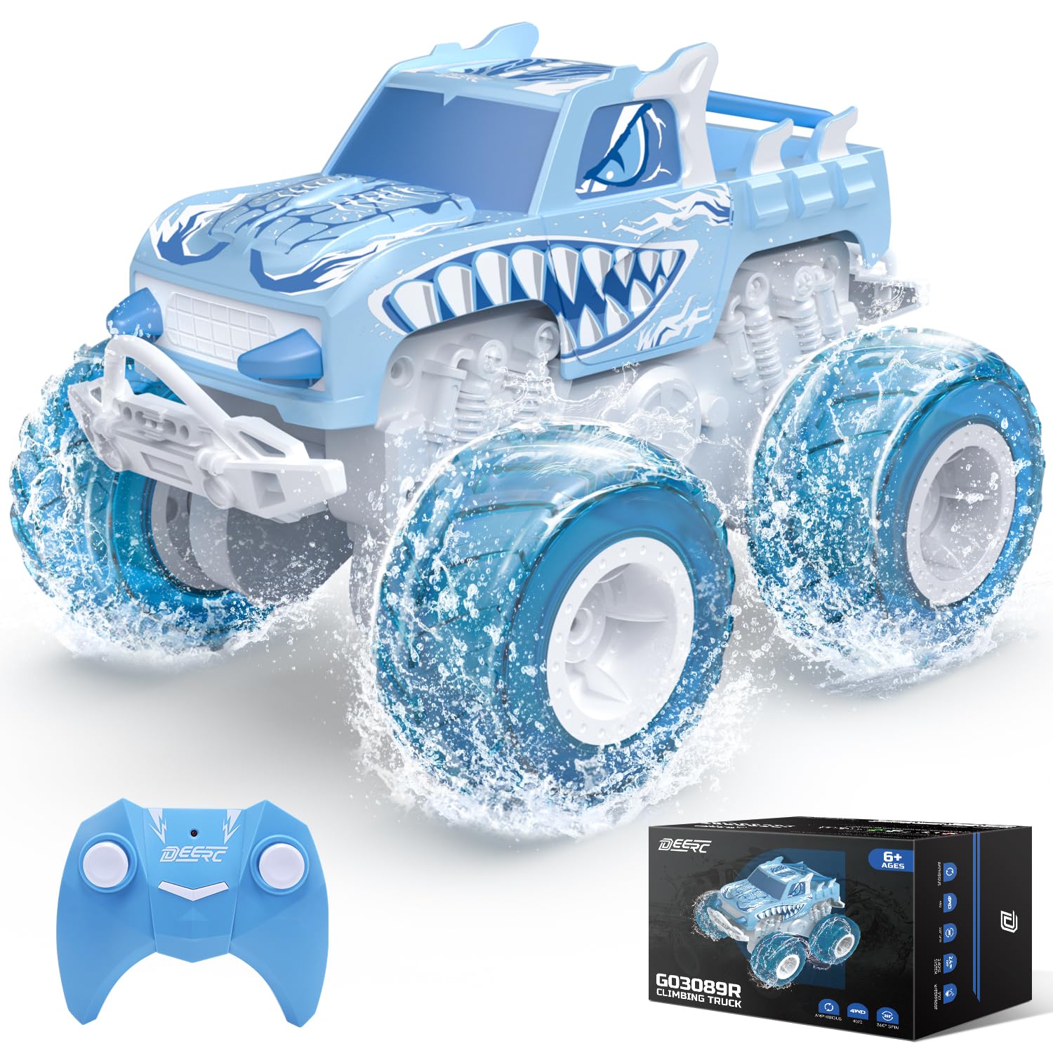 Rc Monster Truck Boat Deerc Amphibious 4wd Con 2 Baterías - Venta Internacional.