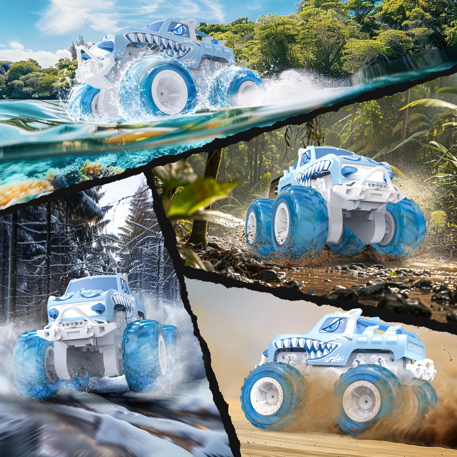 Foto 7 pulgar | Rc Monster Truck Boat Deerc Amphibious 4wd Con 2 Baterías - Venta Internacional.