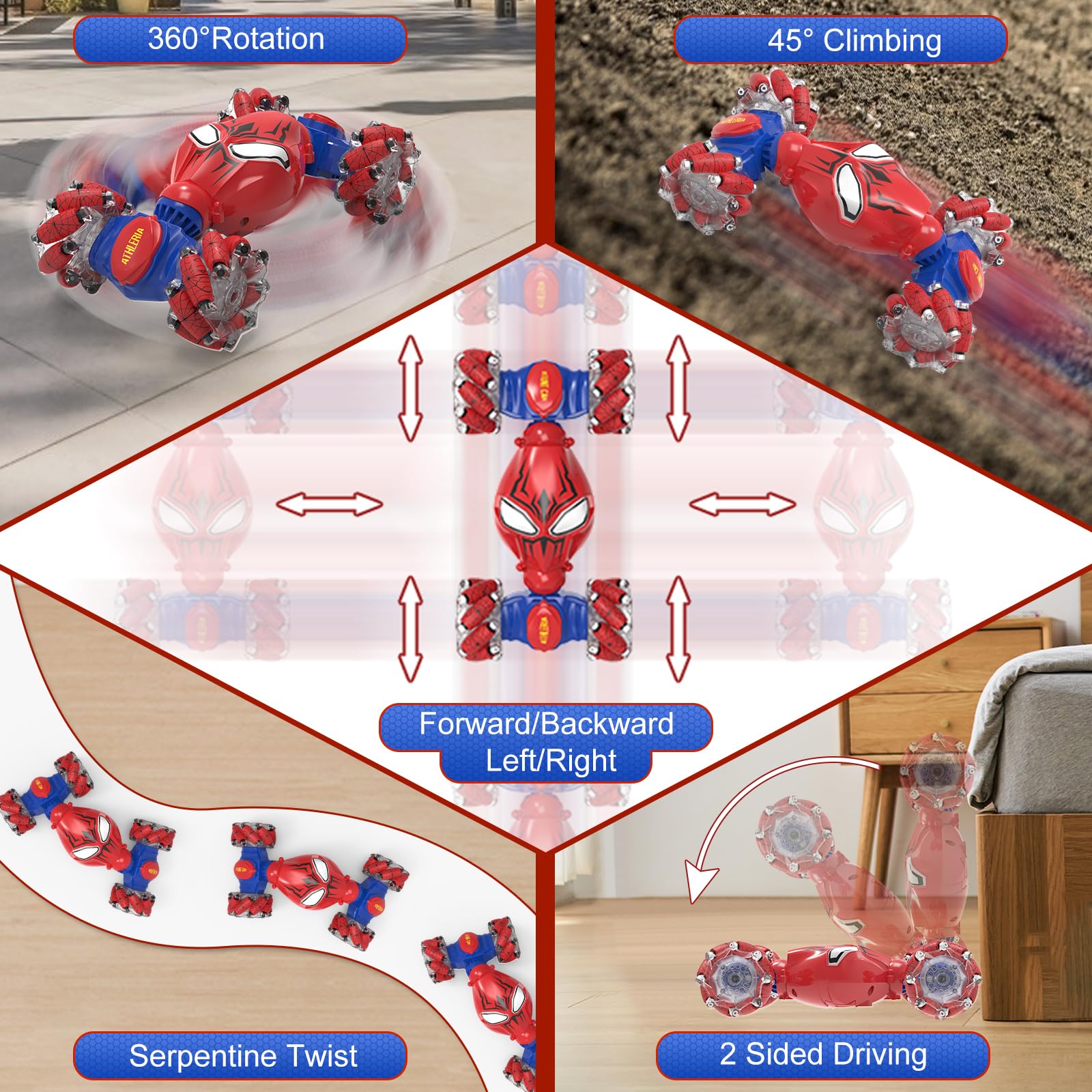 Foto 5 pulgar | Coche A Control Remoto Athleria Spider Sensing Stunt - Venta Internacional.