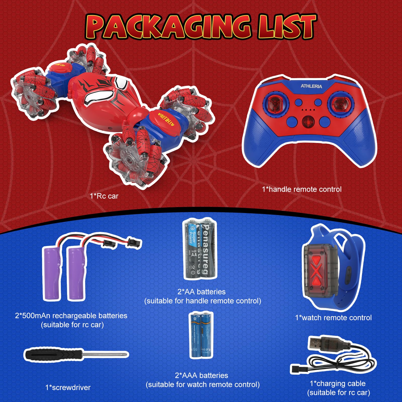 Foto 8 pulgar | Coche A Control Remoto Athleria Spider Sensing Stunt - Venta Internacional.